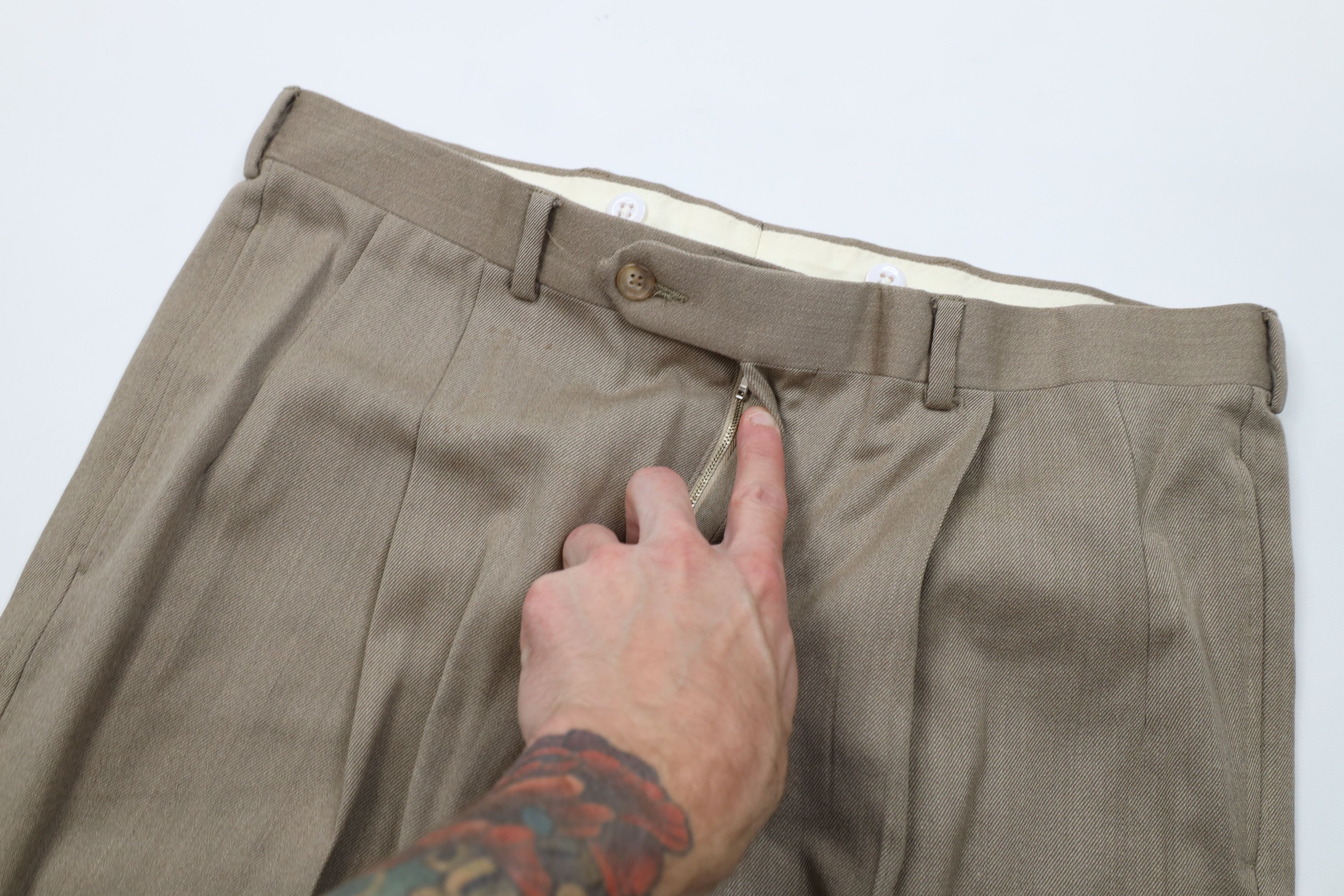 Vintage Vintage 70s Streetwear Pleated Wide Leg Wool Chino Pants USA Size US 36 / EU 52 - 8 Thumbnail