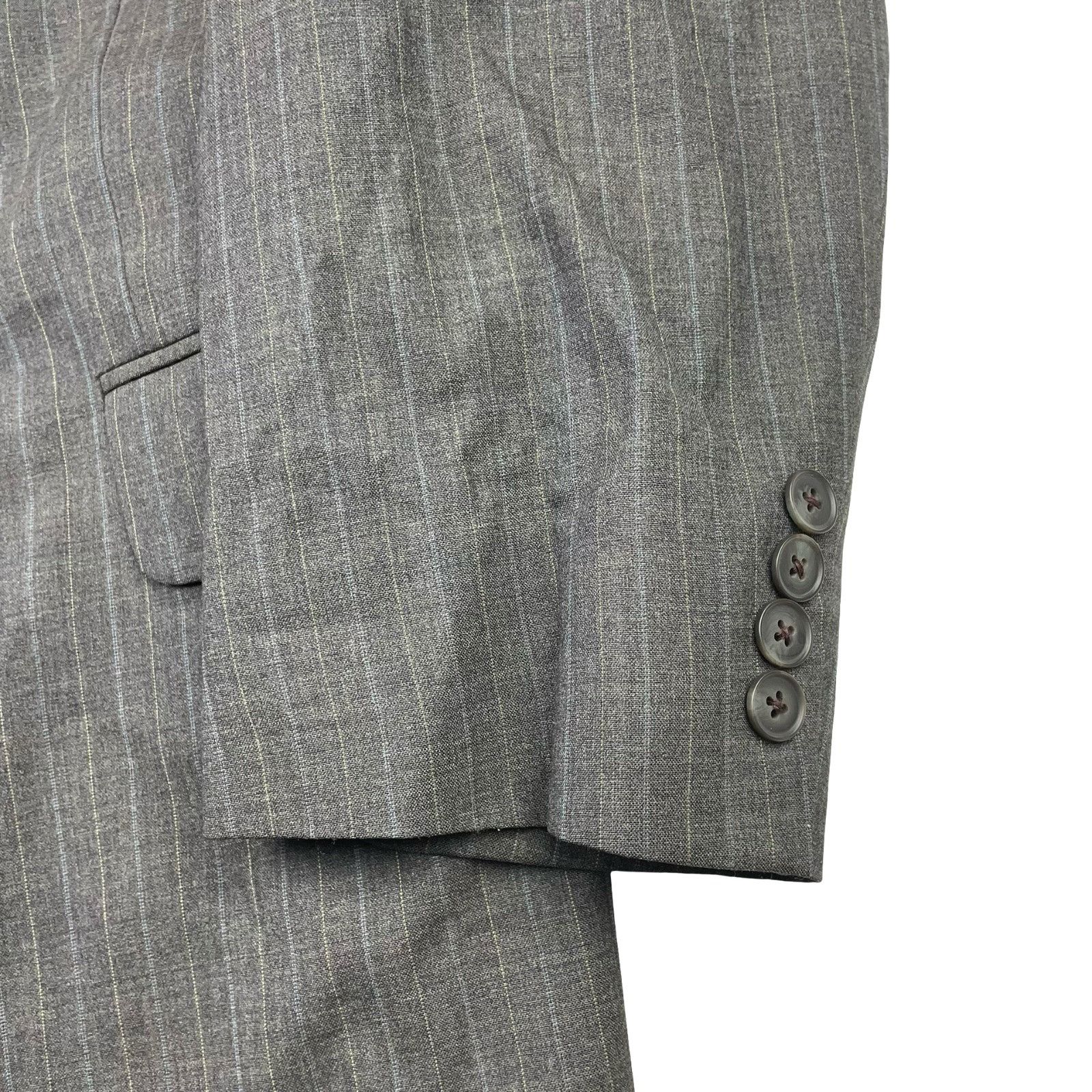Jack Victor Jack Victor Men's Kelton 100% Wool 3-Button Suit Brown Strip Size 40L - 4 Thumbnail