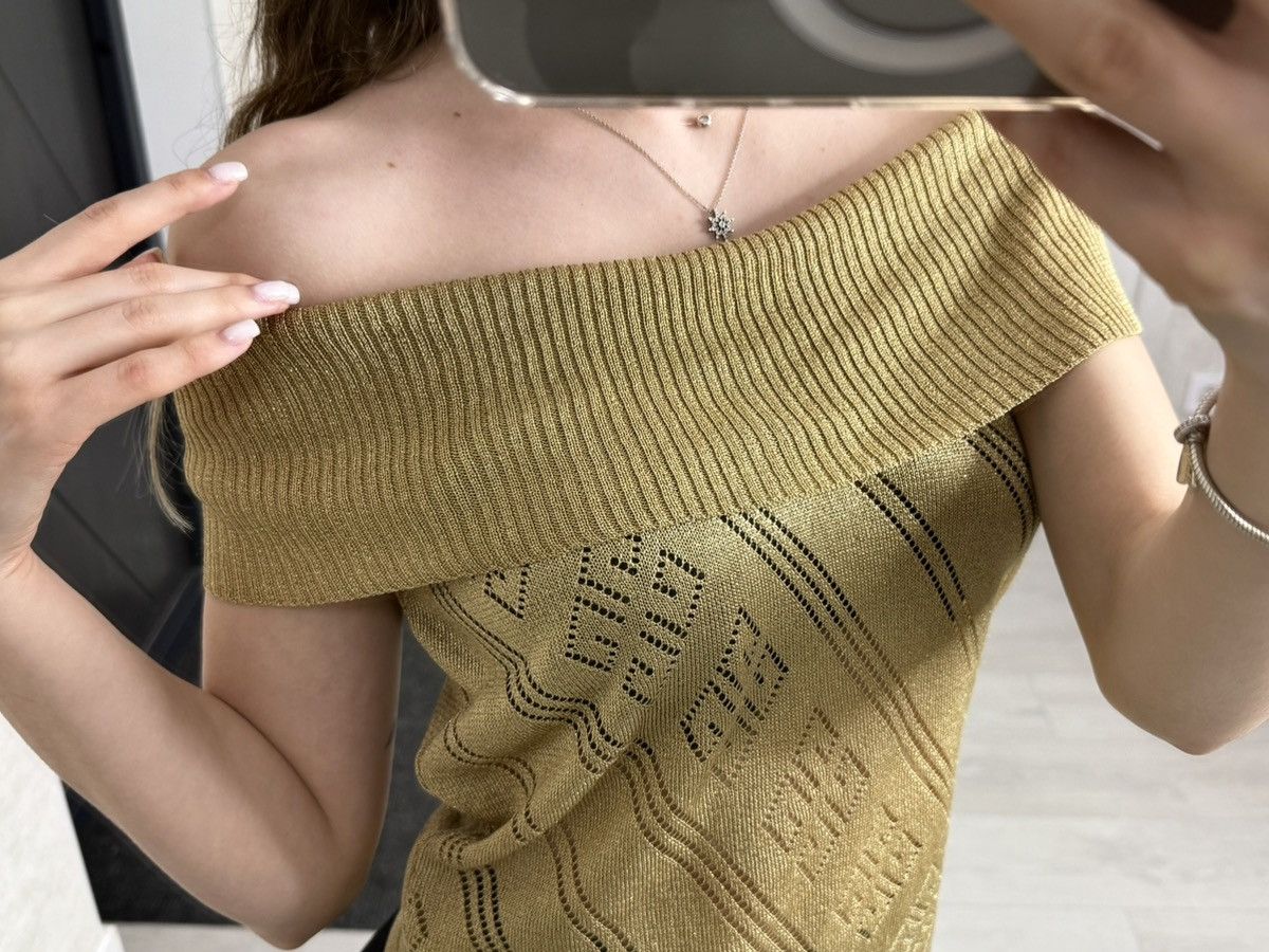 Givenchy Vintage GIVENCHY Vision Gold Luxer Knit Top 4G Logo Monogram Size S / US 4 / IT 40 - 12 Thumbnail