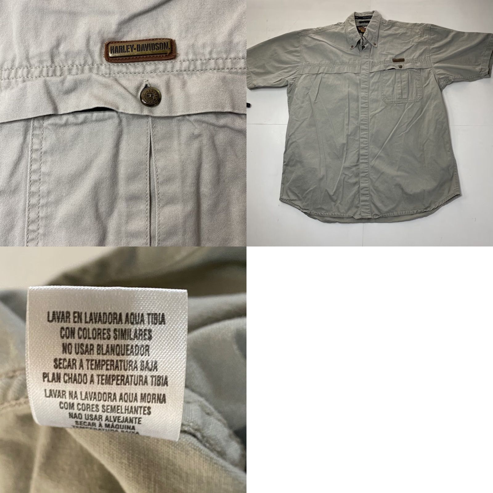 Harley Davidson VINTAGE Harley-Davidson Shirt Mens L Gray Button-Up Retro Casual Short Sleeve Graphic Print Logo 90s Mens Size US L / EU 52-54 / 3 - 9 Thumbnail