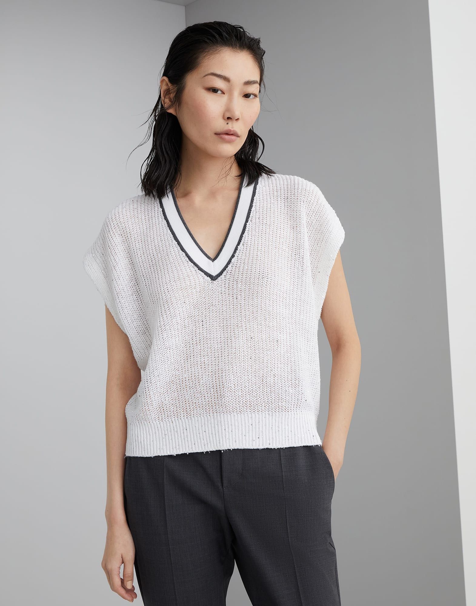 Brunello Cucinelli o1la1rc1a0425 Sweater in White Size XL / US 12-14 / IT 48-50 - 1 Thumbnail