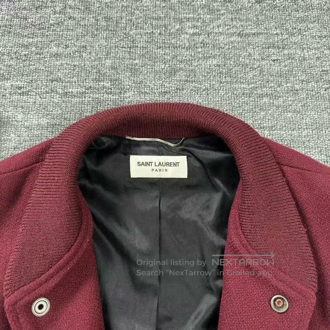 Saint Laurent Paris dark red striped baseball jacket by SLP. Size US M / EU 48-50 / 2 - 3 Thumbnail