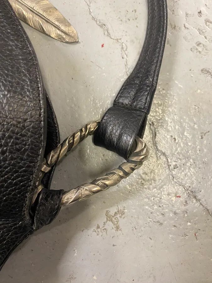 Roberto Cavalli 2010s Roberto Cavalli Black Leather Feather Handle Bag Size ONE SIZE - 5 Thumbnail