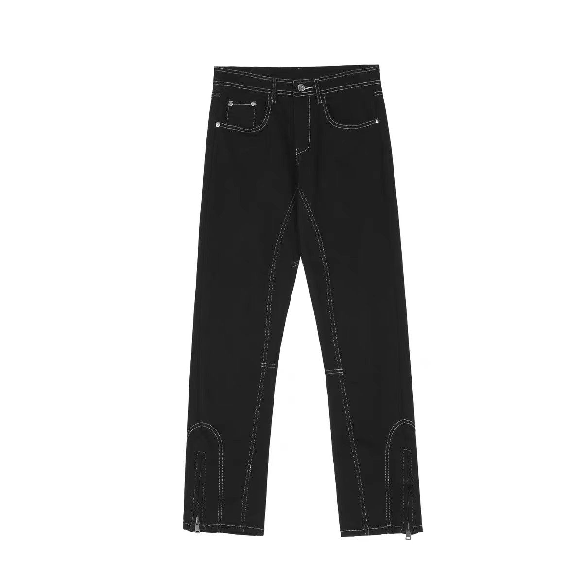 Japanese Brand × Jean High Street Topstitched Slim Fit Slit Zip Micro Flare Jeans Size US 34 / EU 50 - 5 Thumbnail