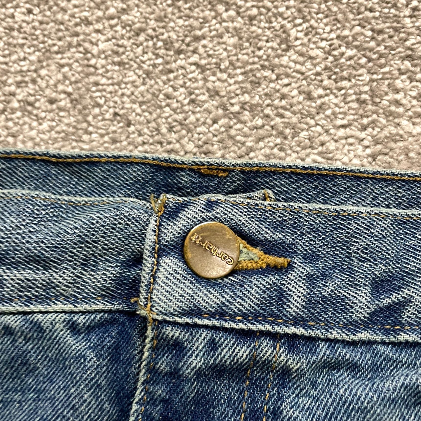 Carhartt VINTAGE Carhartt Jeans Mens 31x35 Denim Straight Fit Dark Wash Cotton Classic Logo Size US 31 - 3 Thumbnail