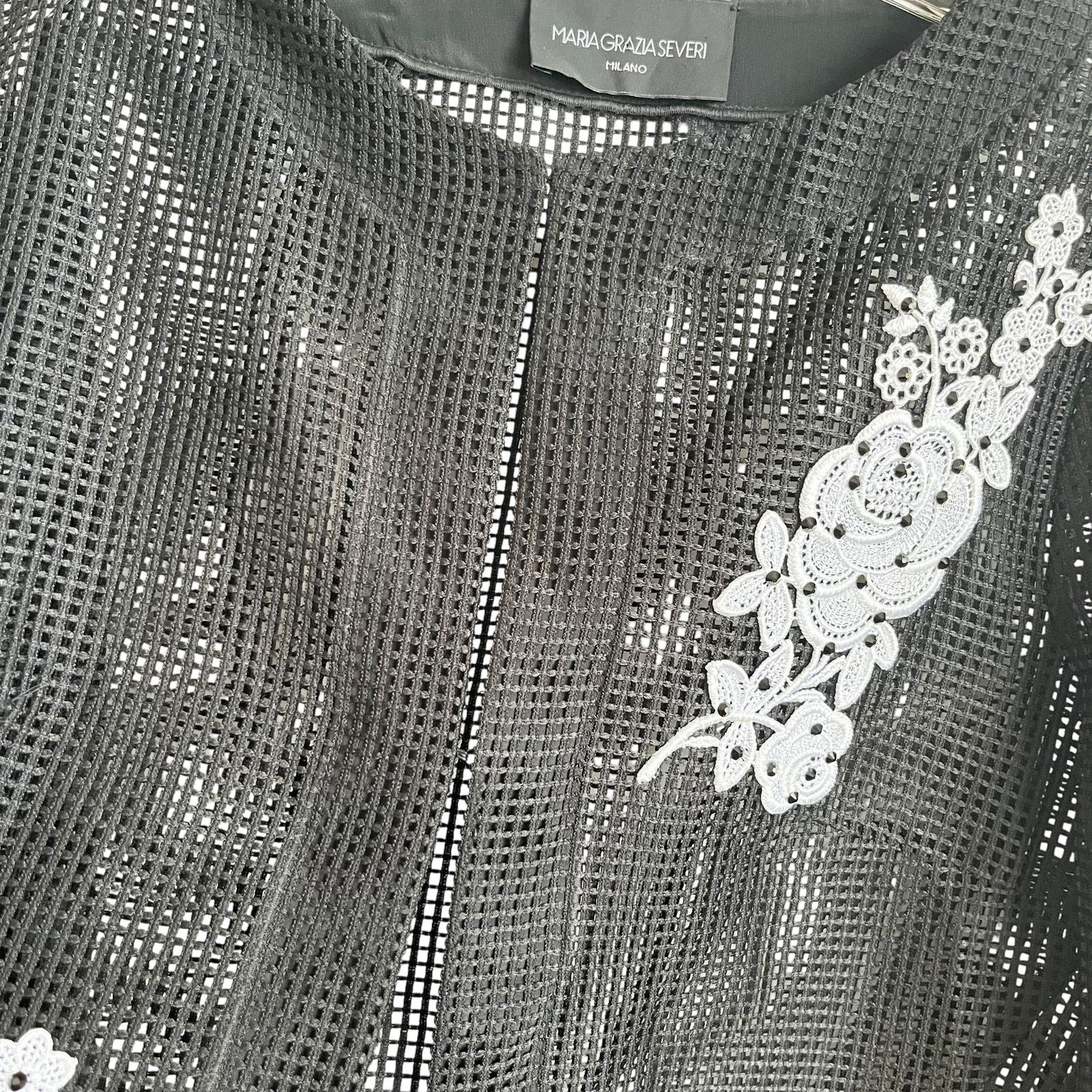 Other UK Maria Grazia Severi Black Mesh Embroidered Jacket Size XL / US 12-14 / IT 48-50 - 6 Thumbnail