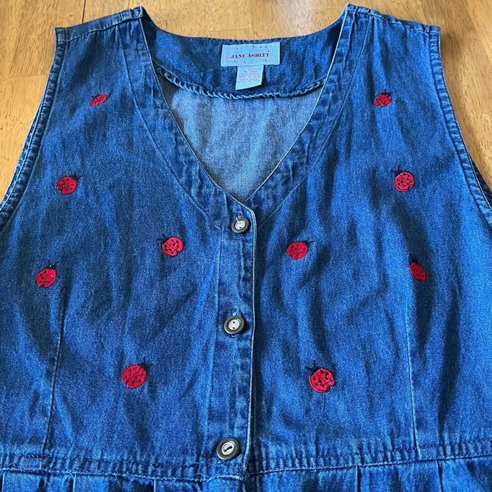 Laura Ashley Jane Ashley vintage full button front denim dress, size Lg Size L / US 10 / IT 46 - 2 Thumbnail
