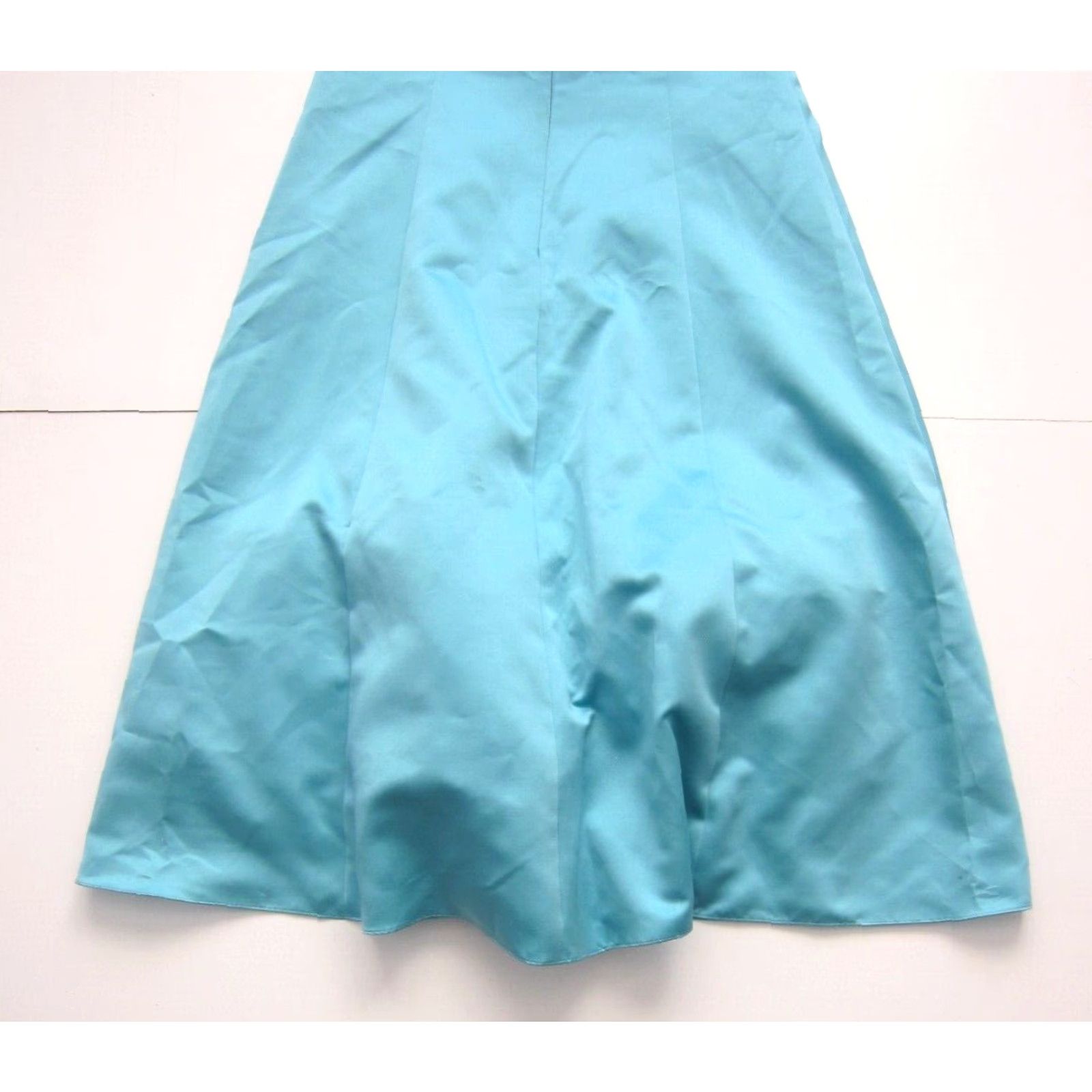 Vintage VINTAGE David's Bridal Teal Satin Bow Spaghetti Strap Prom Wedding Party Bride Dress 10 Size L / US 10 / IT 46 - 7 Thumbnail