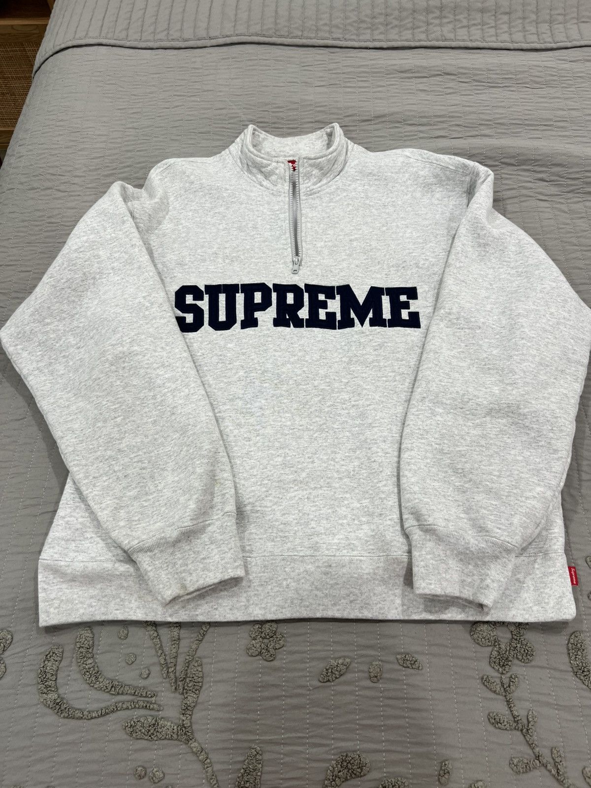 Supreme SUPREME COLLEGIATE HALF ZIP PULLOVER ASH GREY | Grailed