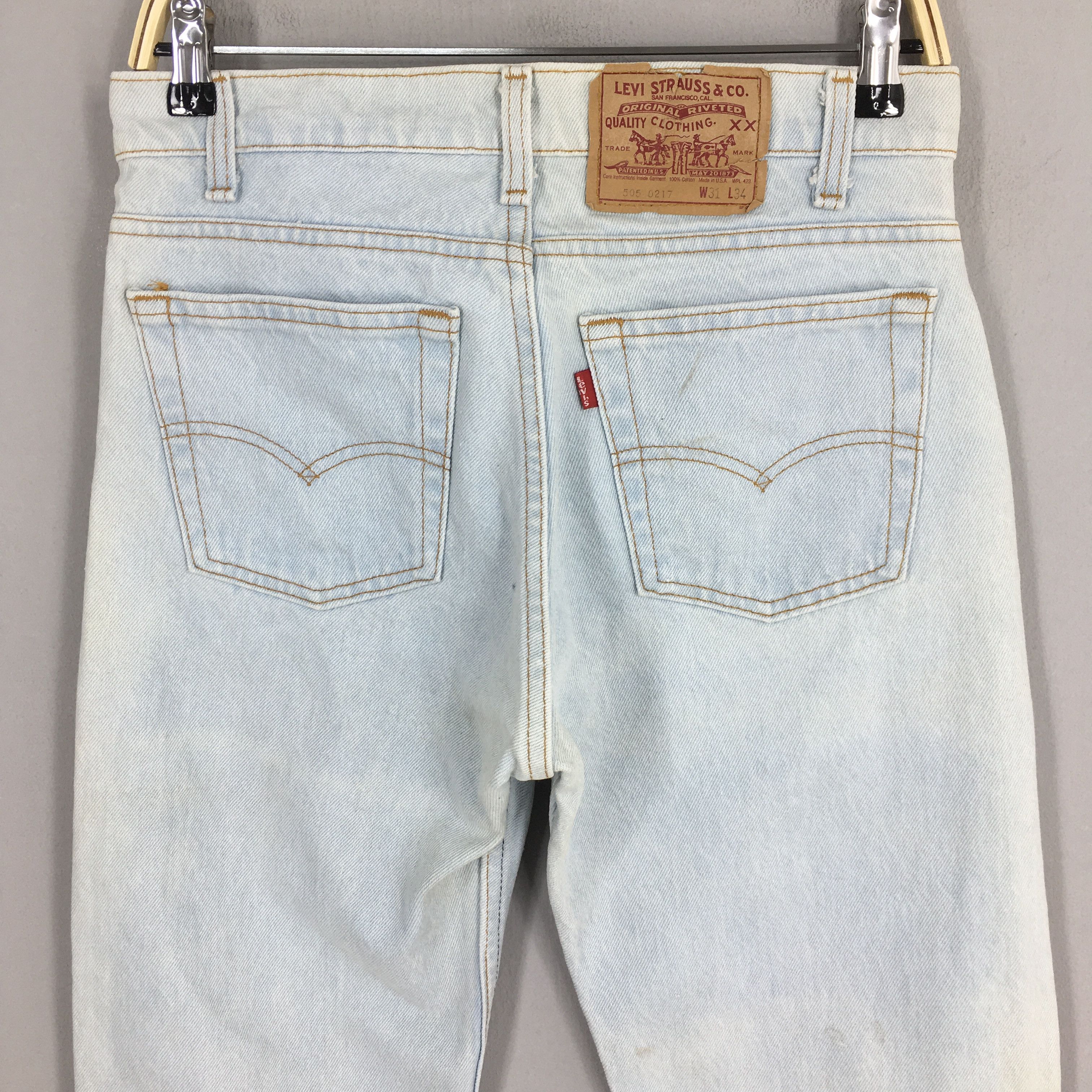 Levi's Size 29x26.5 Vintage 80s Levi's 505 Faded Blue Jeans S663 Size US 29 - 9 Thumbnail