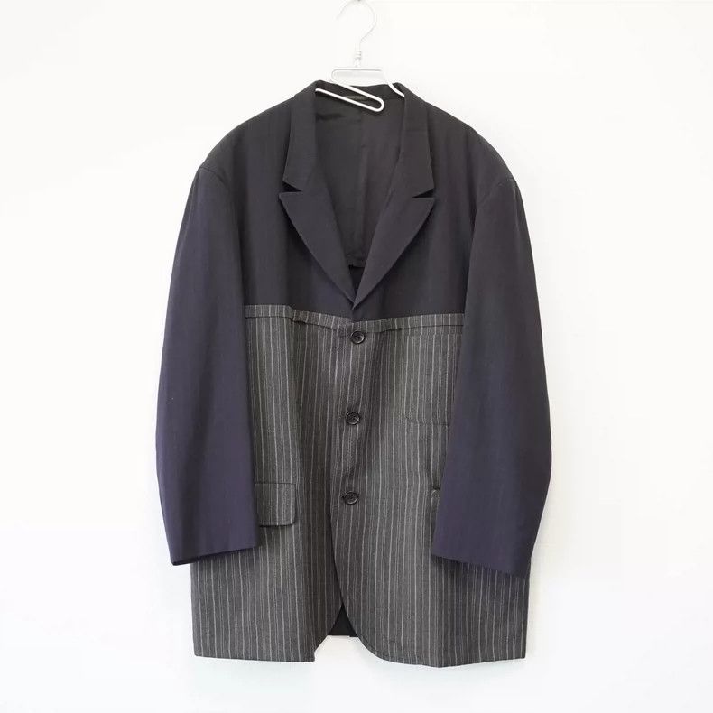Yohji Yamamoto Yohji Yamamoto size os 94 SS Patchwork Striped Wool Jacket Size US M / EU 48-50 / 2 - 1 Thumbnail