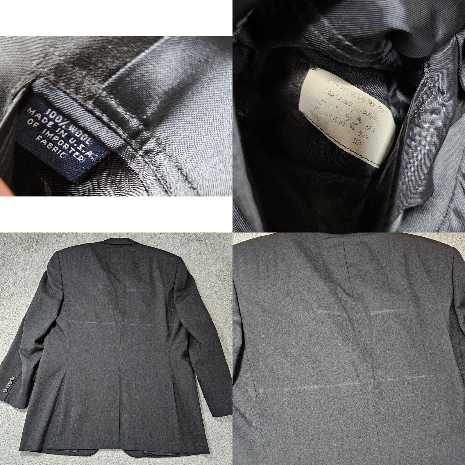 Brooks Brothers Brooks Brothers Suit Jacket Black 42R Wool Blazer Mens Classic Single-Breasted 3-Button Notch Lapel Size 42R - 8 Thumbnail