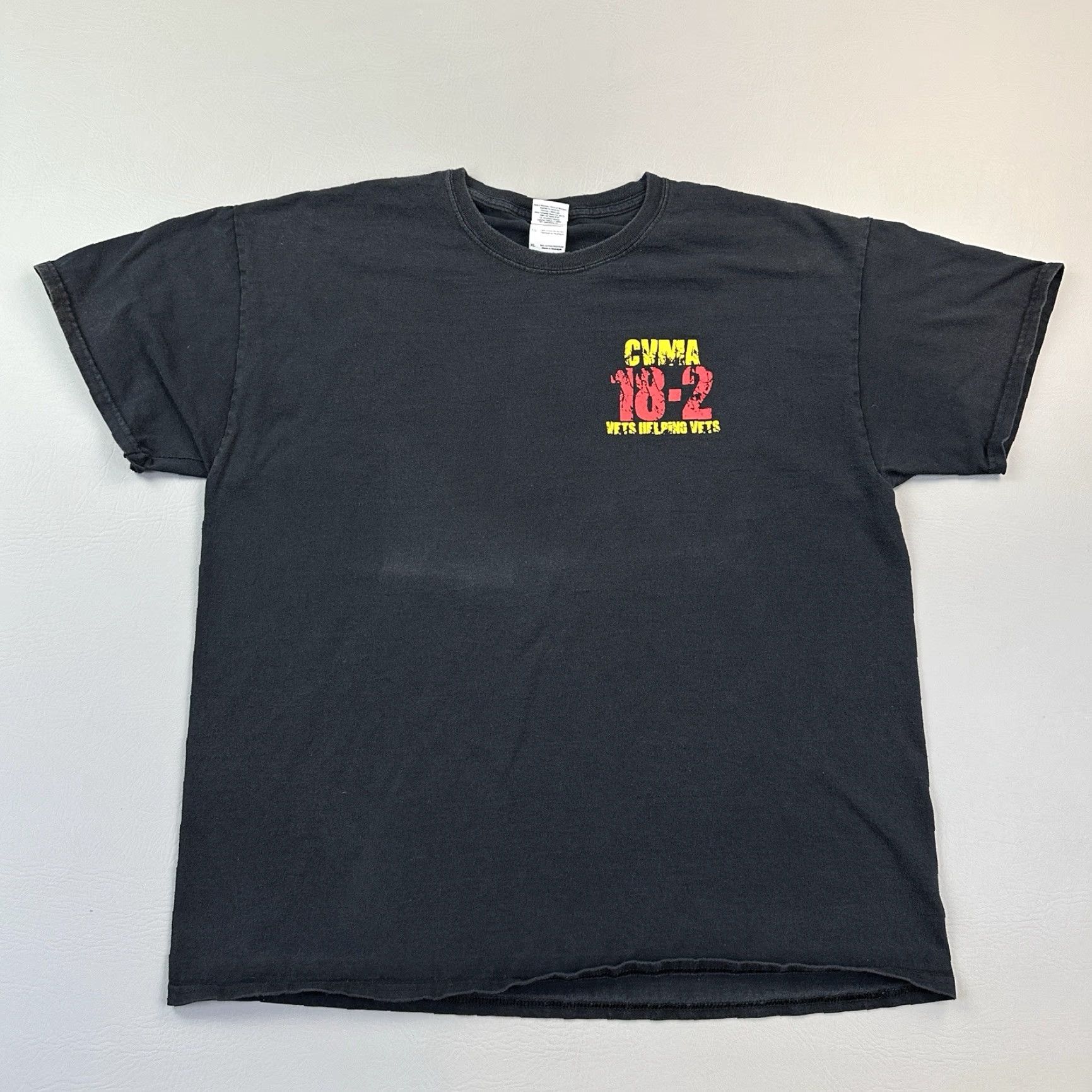 Gildan VINTAGE Gildan Ultra Cotton Biker Shirt Mens XL Black Short Sleeve Skull Cross Vets Helping Vets Y2K Retro USA Logo Shirt Size XL Mens Size US XL / EU 56 / 4 - 7 Thumbnail