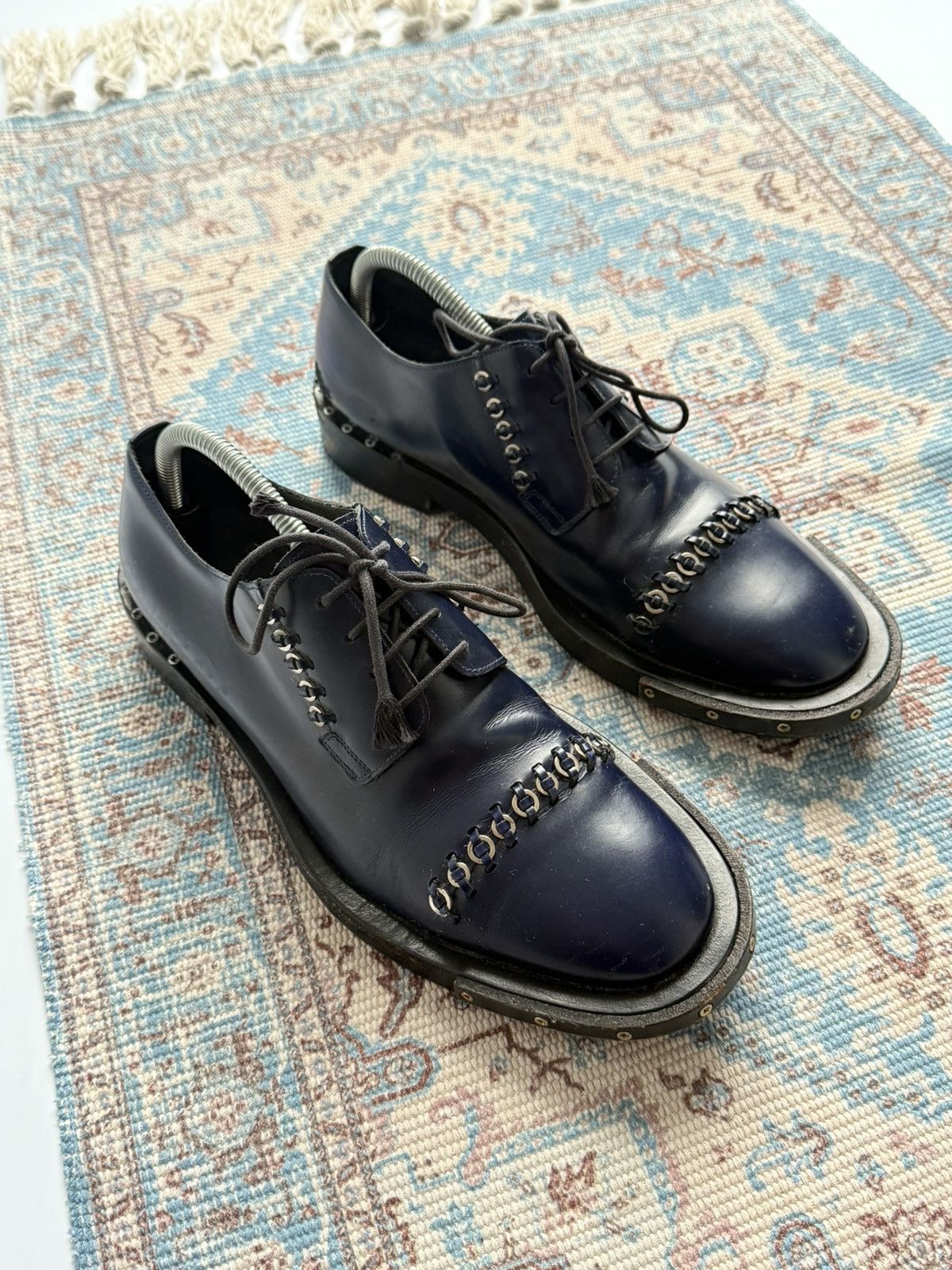 Archive 2000s Lanvin Metal LaceUp Oxford Derby Leather Shoes