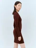 Saint Laurent Paris oc11z0226 782641 Décolleté Knit Dress in Brown Size XS / US 0-2 / IT 36-38 - 3 Thumbnail