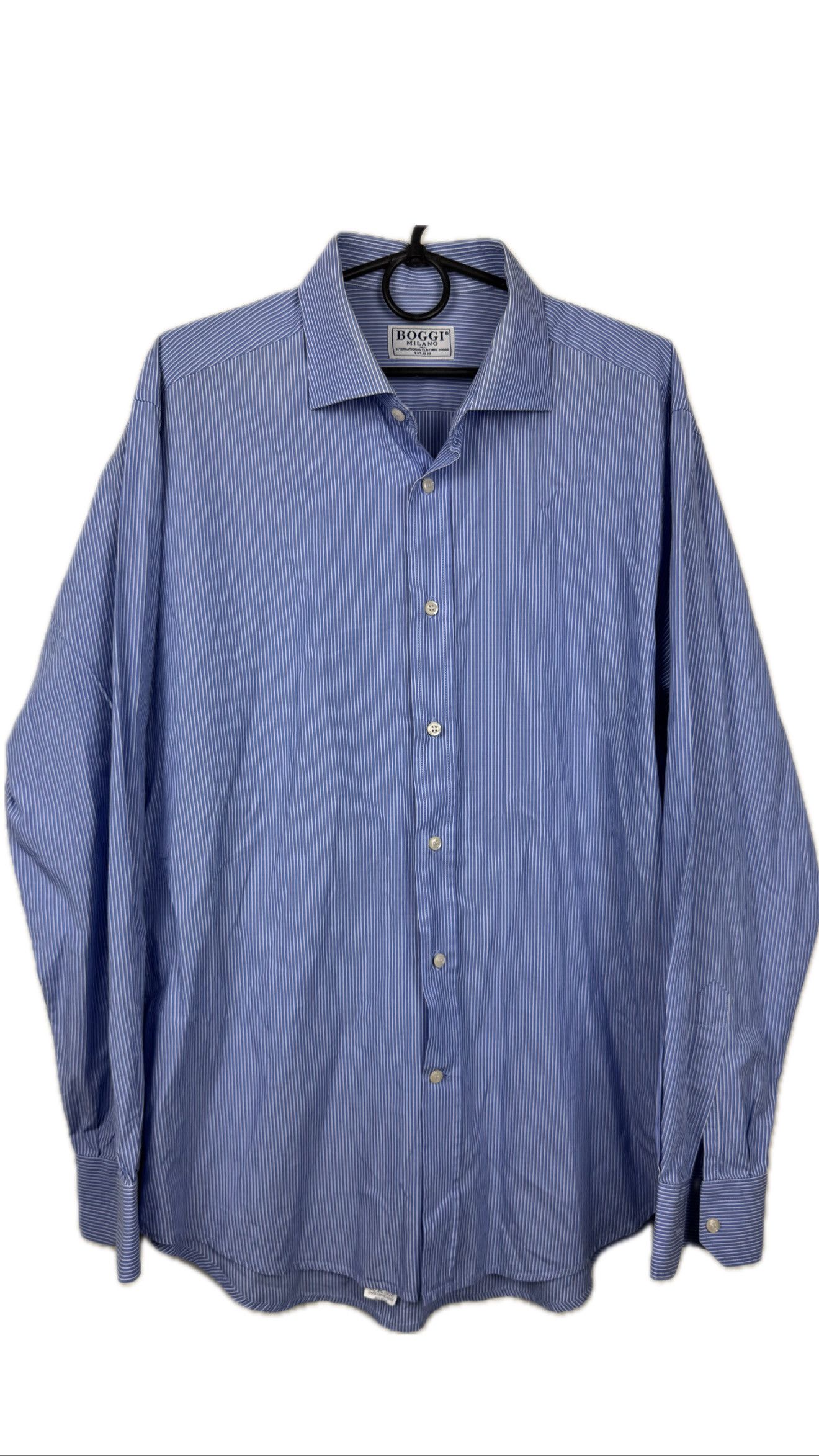 Boggi Boggi Milano Blue Striped Shirt Size 42 100% Cotton Size US XS / EU 42 / 0 - 1 Thumbnail