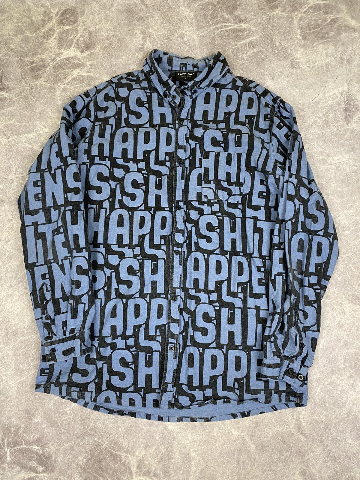 Lazy Oaf Lazy Oaf Shit Happens Graffiti Long Sleeve Button Shirt L Size US L / EU 52-54 / 3 - 1 Thumbnail