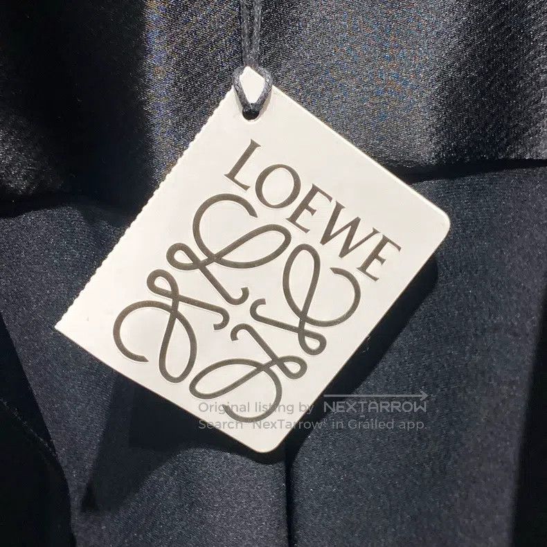 Loewe Black Satin Embroidered Logo Shirt