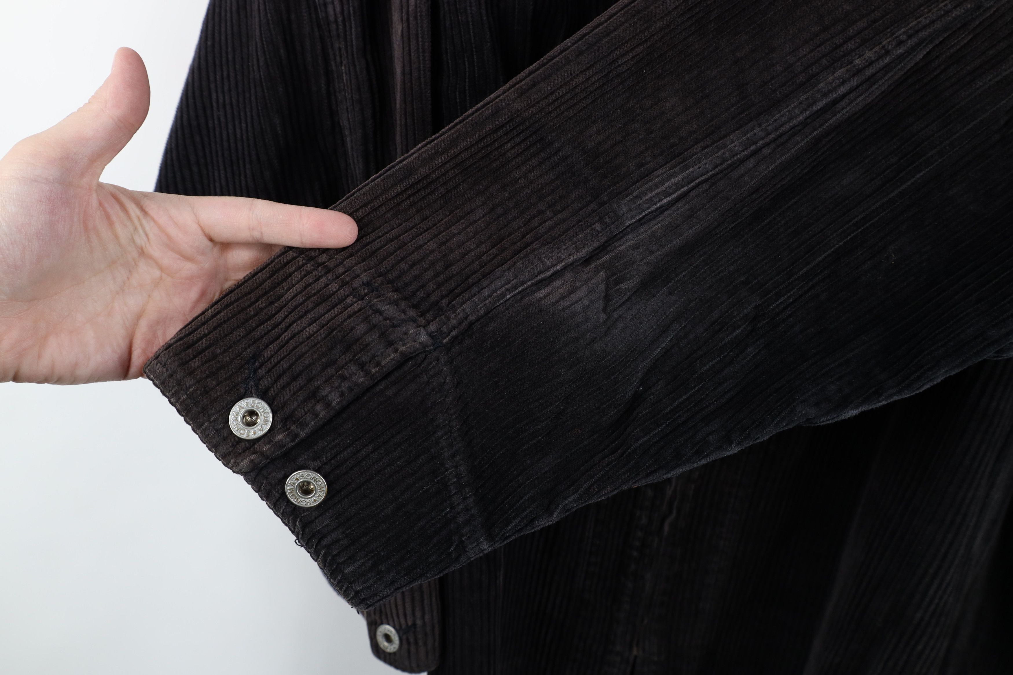 Vintage Vintage 90s Streetwear Full Zip Corduroy Shirt Jacket Black Size 3XL / US 20-22 - 4 Thumbnail