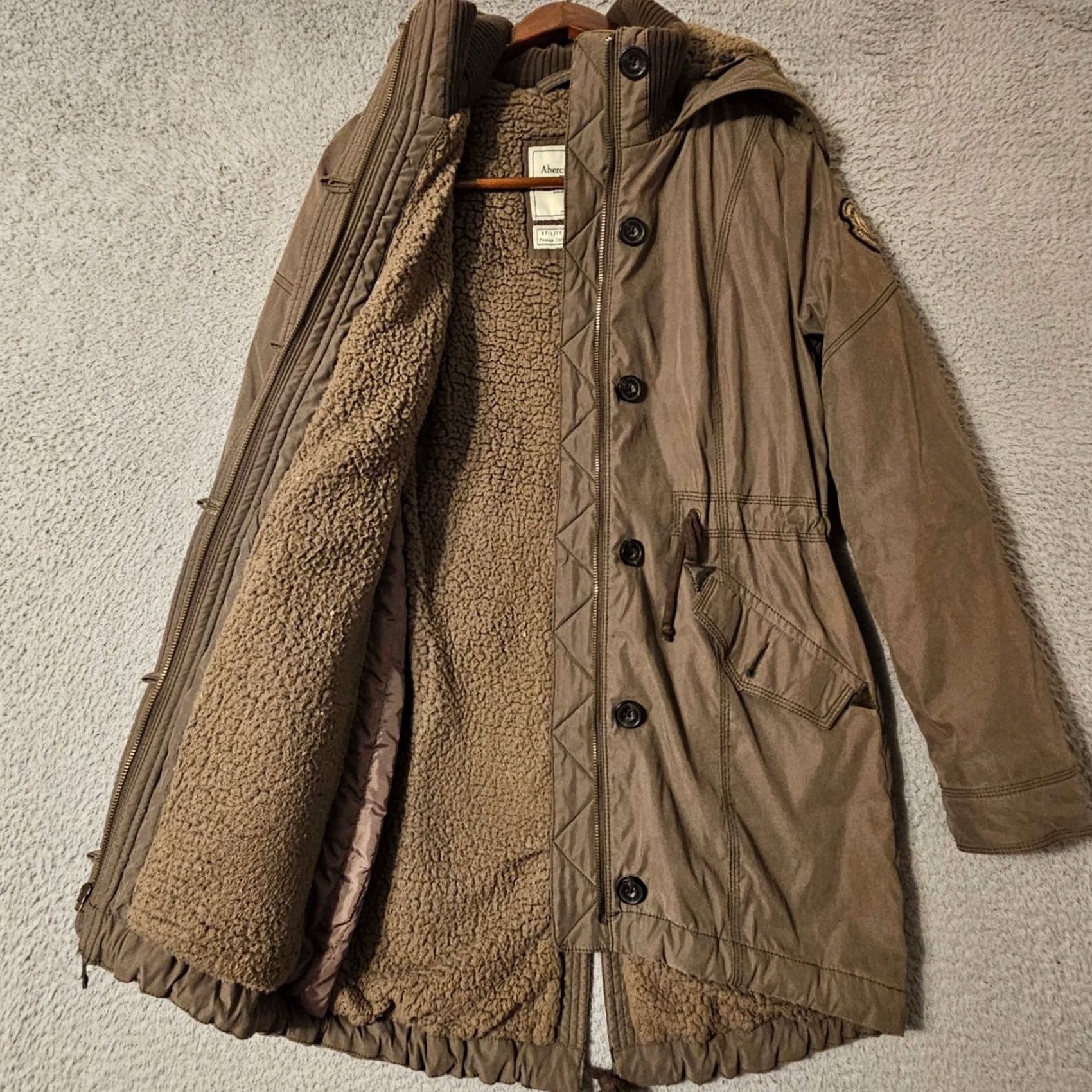 Abercrombie & Fitch Abercrombie & Fitch Parka Jacket Brown Mens Medium Hooded Sherpa Lined Utility Size M / US 6-8 / IT 42-44 - 2 Thumbnail