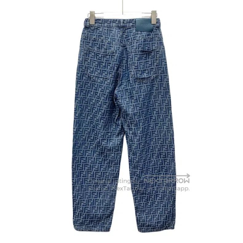 Fendi Fendi 24 Model Dark Blue Double F Monogram Printed Cotton Size 24" / US 00 / IT 34 - 2 Thumbnail