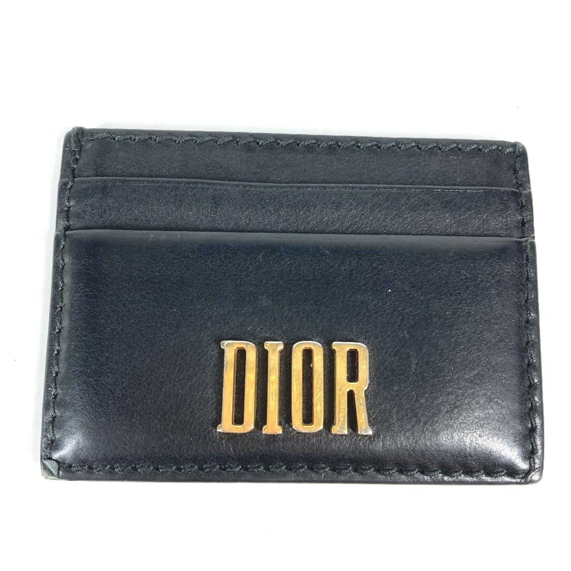 Dior Christian Dior Dior 26-MA-1128 Pass Case, Logo, Business Card Holder, Leather, Unisex, Black Size ONE SIZE - 1 Thumbnail