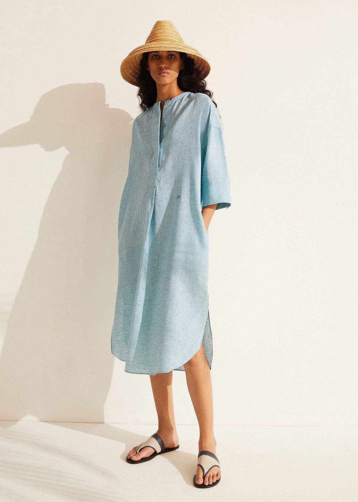 Loro Piana o1srvl11e0824 Lindsie Solaire Midi Dress in Light Blue Size M / US 6-8 / IT 42-44 - 2 Thumbnail
