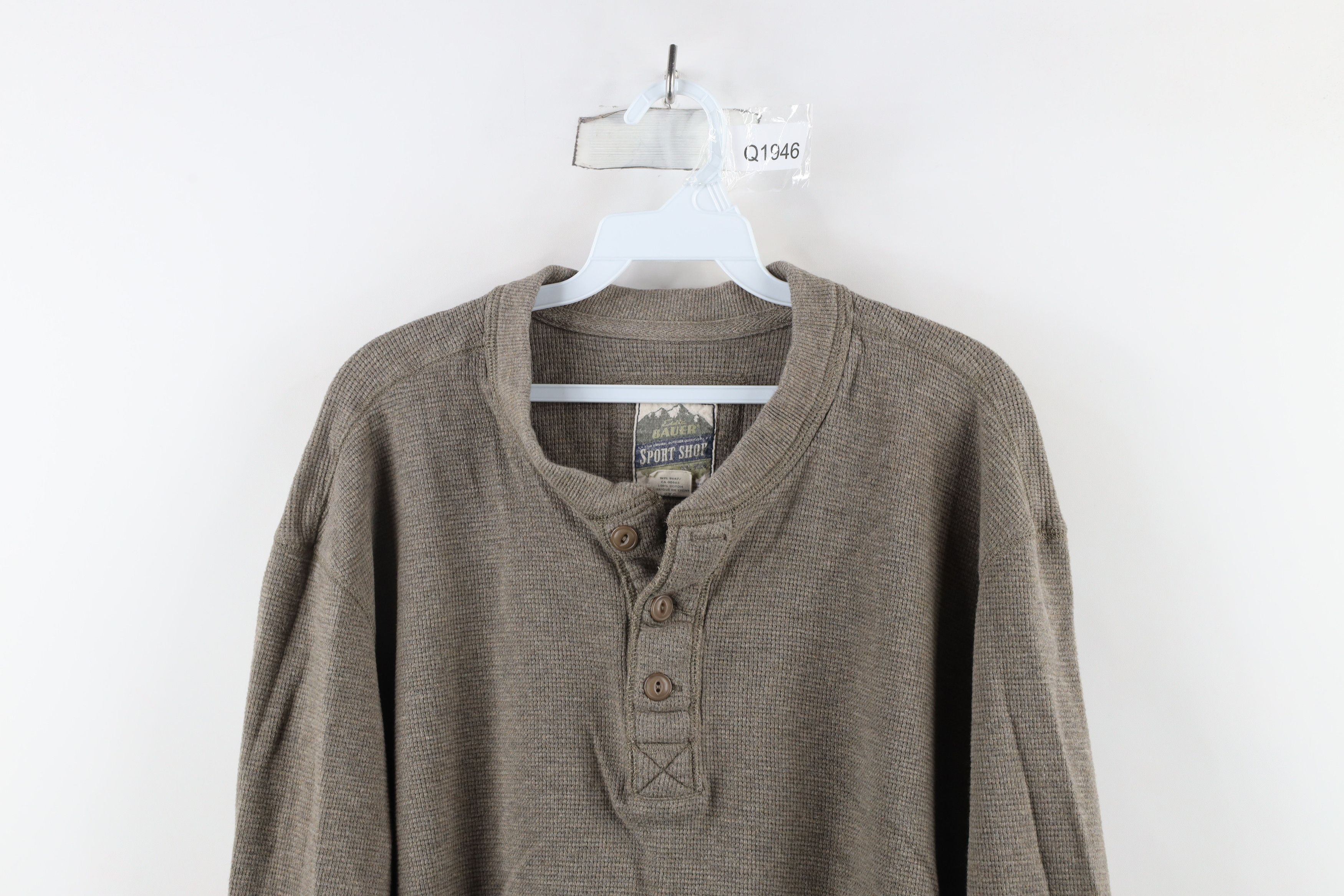 Eddie Bauer × Vintage Vintage Eddie Bauer Heavyweight Waffle Knit Henley T-Shirt Size US XXL / EU 58 / 5 - 2 Thumbnail
