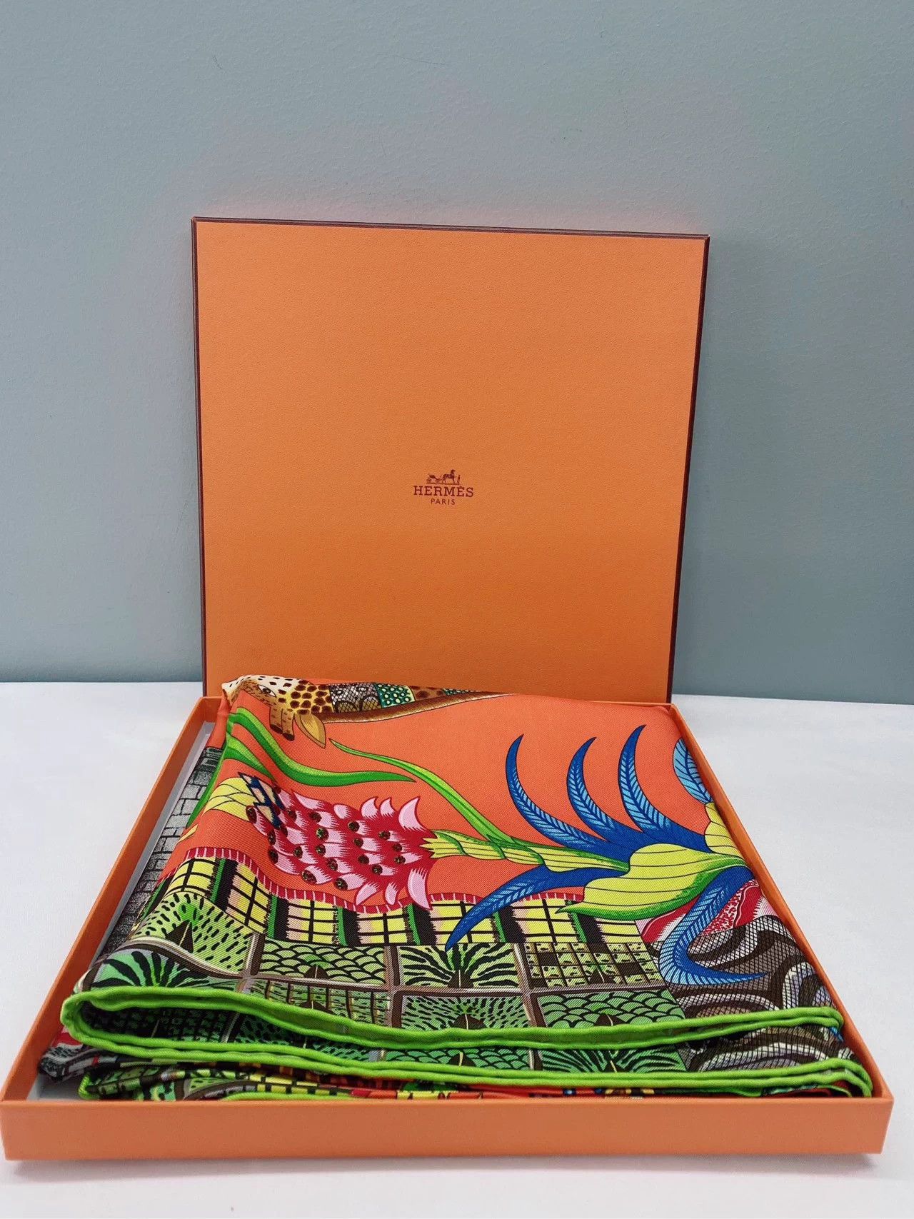 Hermes Hermes Silk Scarf Zambezi 90cm First Ed Limited Orange/Seafoam Size ONE SIZE - 2 Thumbnail