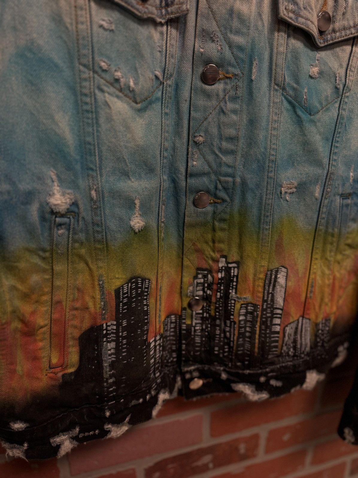 Amiri Amiri Distressed Denim Jacket “Dragon City” Size XL Size US XL / EU 56 / 4 - 10 Thumbnail