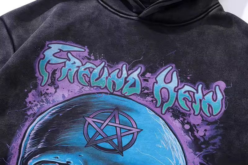 Vintage Retro Gothic Punk Skull Skeleton Print Sweatshirt Hoodie Size US XXL / EU 58 / 5 - 5 Thumbnail