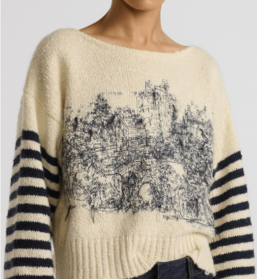 Dior o1w1db10326 514S48 Embroidered Sweater in White/Black Size M / US 6-8 / IT 42-44 - 5 Thumbnail