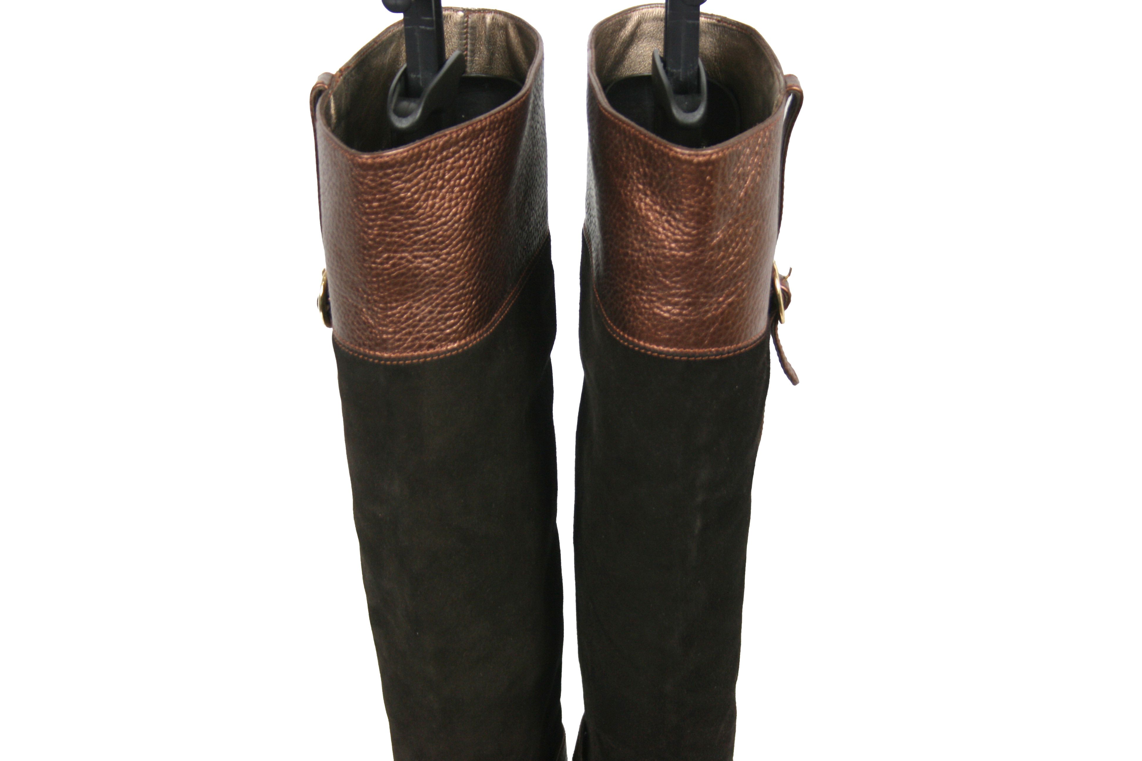 Versace 00S VJC Logo Leather Suede Riding Boots Vintage Size US 10 / IT 40 - 10 Thumbnail