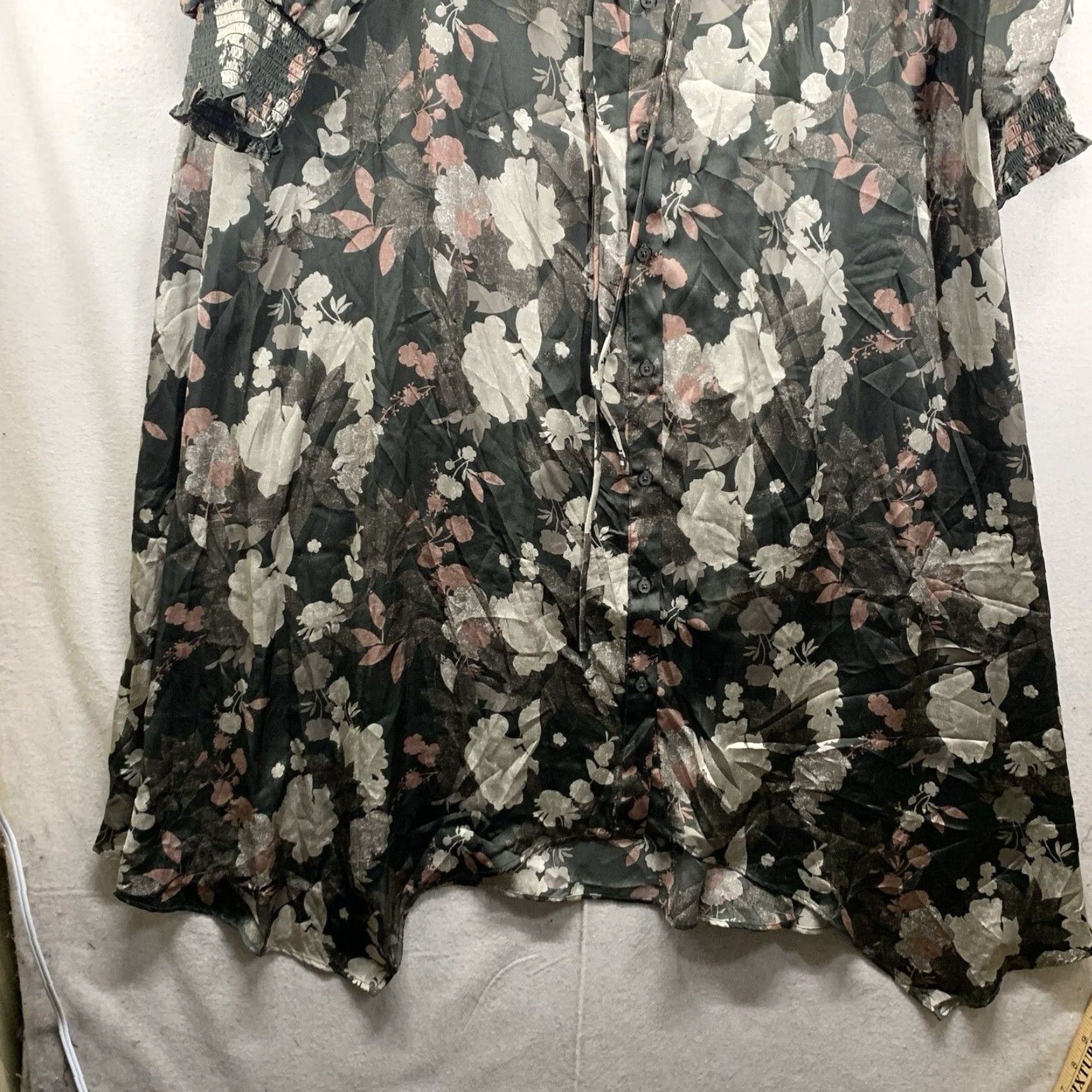 Vintage Women’s Large Dress Collared Button Front Metallic Gray Floral Whimsical Fairy Size L / US 10 / IT 46 - 5 Thumbnail