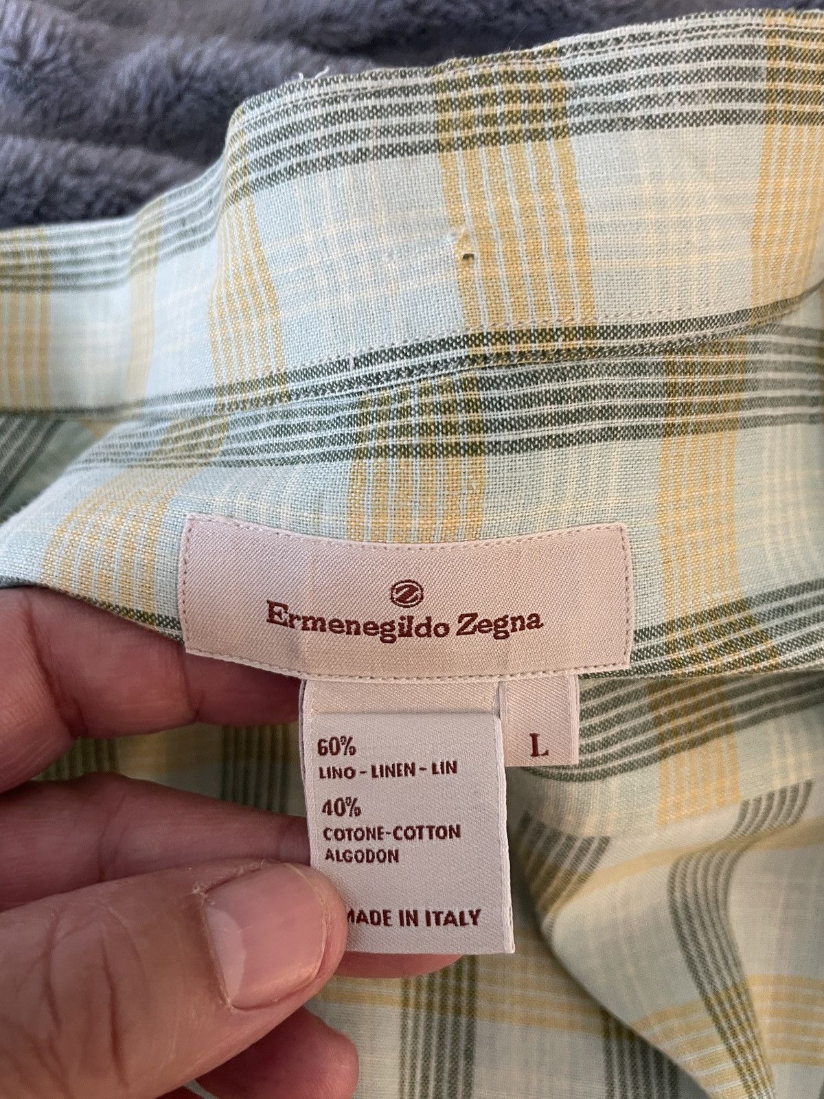 Ermenegildo Zegna Banded Collar one pocket plaid shirt Size US L / EU 52-54 / 3 - 10 Thumbnail