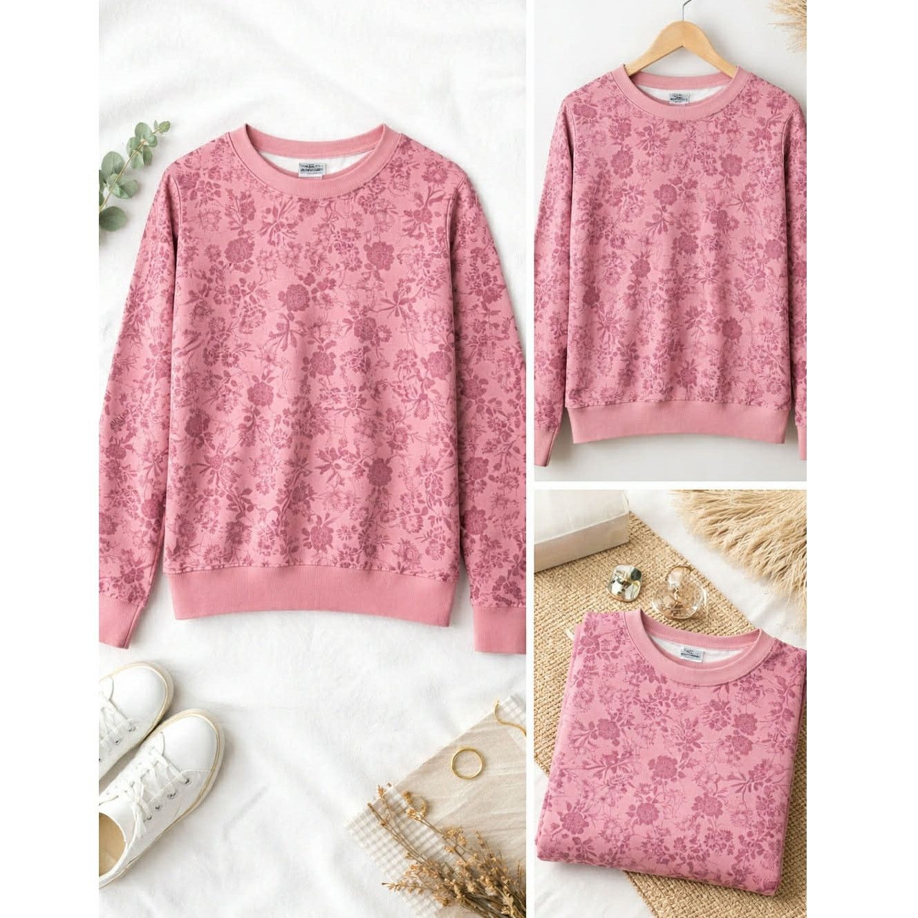 Other Hastings & Smith Sweatshirt Floral Crewneck Pullover Pink XL Size XL / US 12-14 / IT 48-50 - 15 Thumbnail