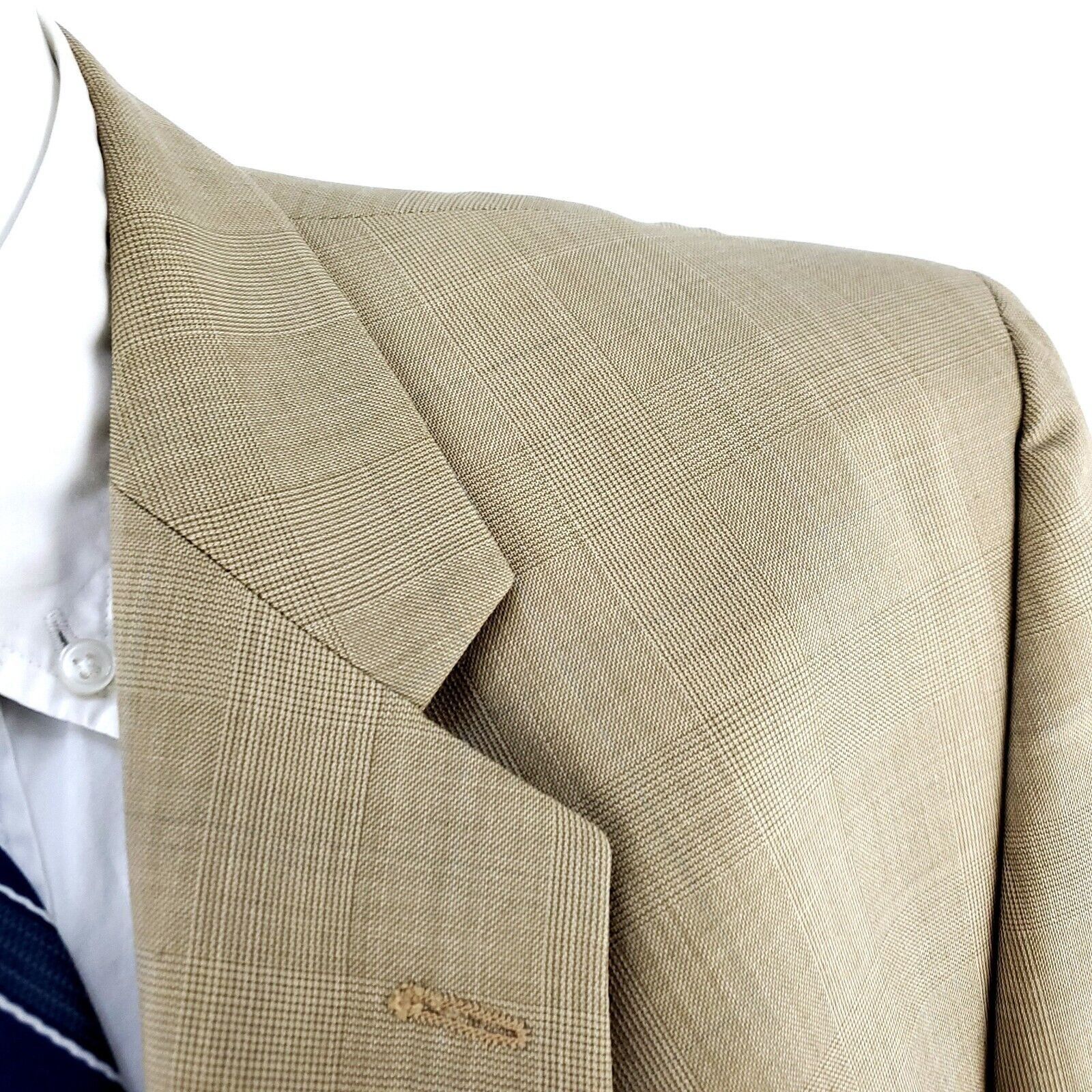 Designer Adolfo International Super 120s Wool 2 Button Blazer 42R Tan Size 42R - 2 Thumbnail