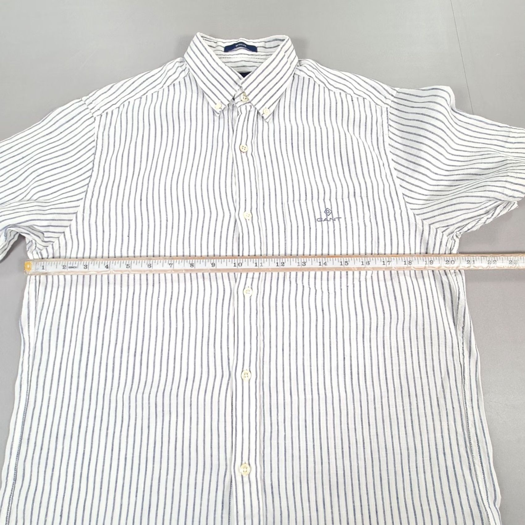 Gant GANT Shirt White S 100% Linen Button-Up Short Sleeve Collared Casual Vintage No Mens Size US S / EU 44-46 / 1 - 5 Thumbnail