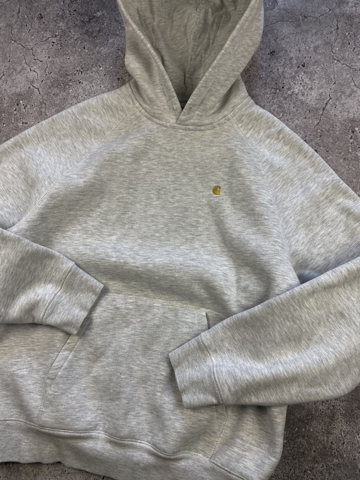 Carhartt × Vintage Vintage Carhartt Y2K light gray tight hoodie baggy Stretwear Size US S / EU 44-46 / 1 - 4 Thumbnail