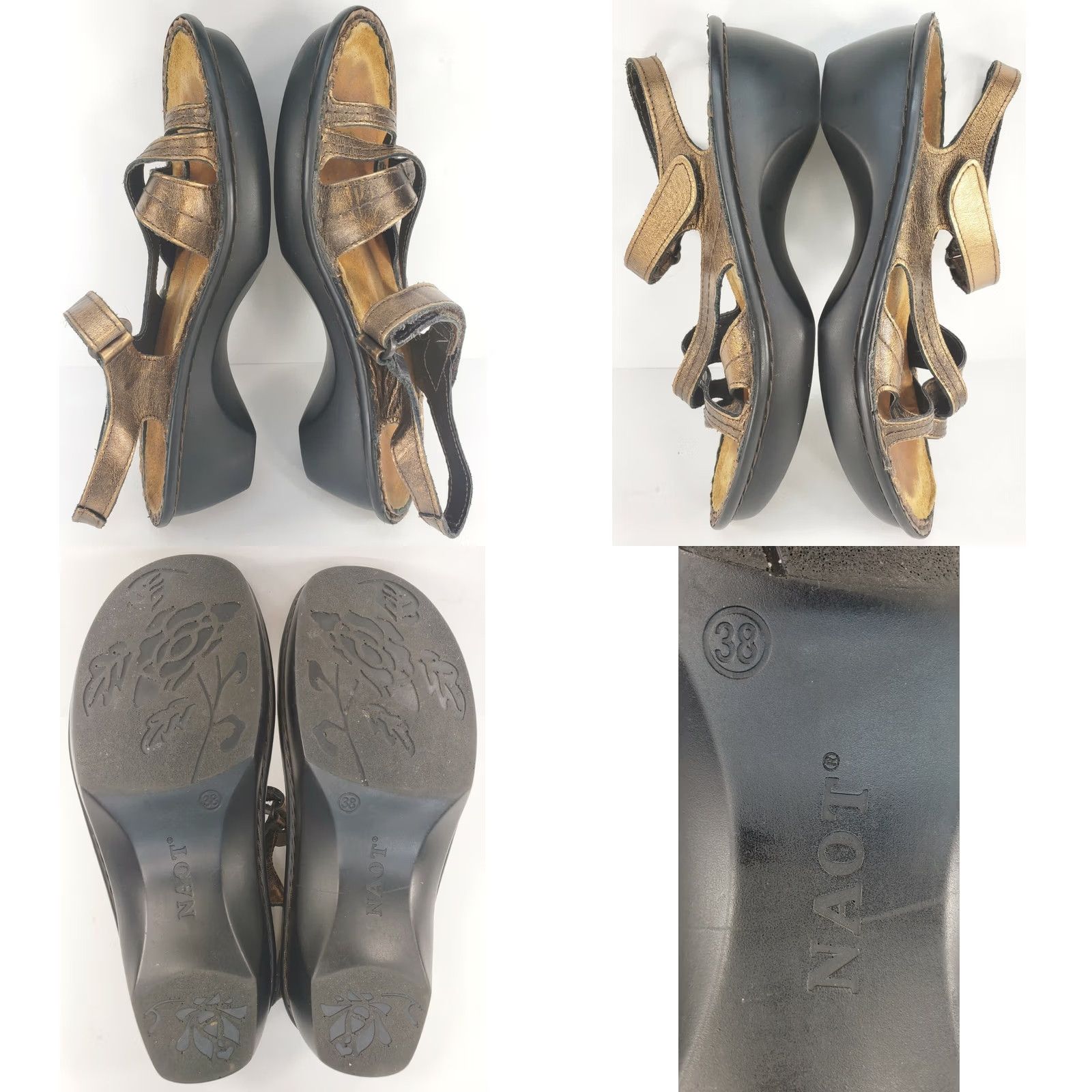 Vintage Naot Sandal Women's 7-7.5M or 38EU Copper Brown Leather Strappy Low Heel Size US 7.5 / IT 37.5 - 8 Thumbnail