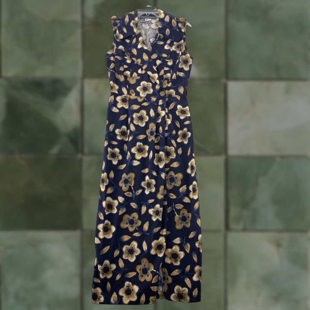 Vintage VINTAGE Karen Alexander Dress Women's 4 Navy Floral 1980s Cotton Casual Sleeveless BoHo Size S / US 4 / IT 40 - 1 Thumbnail