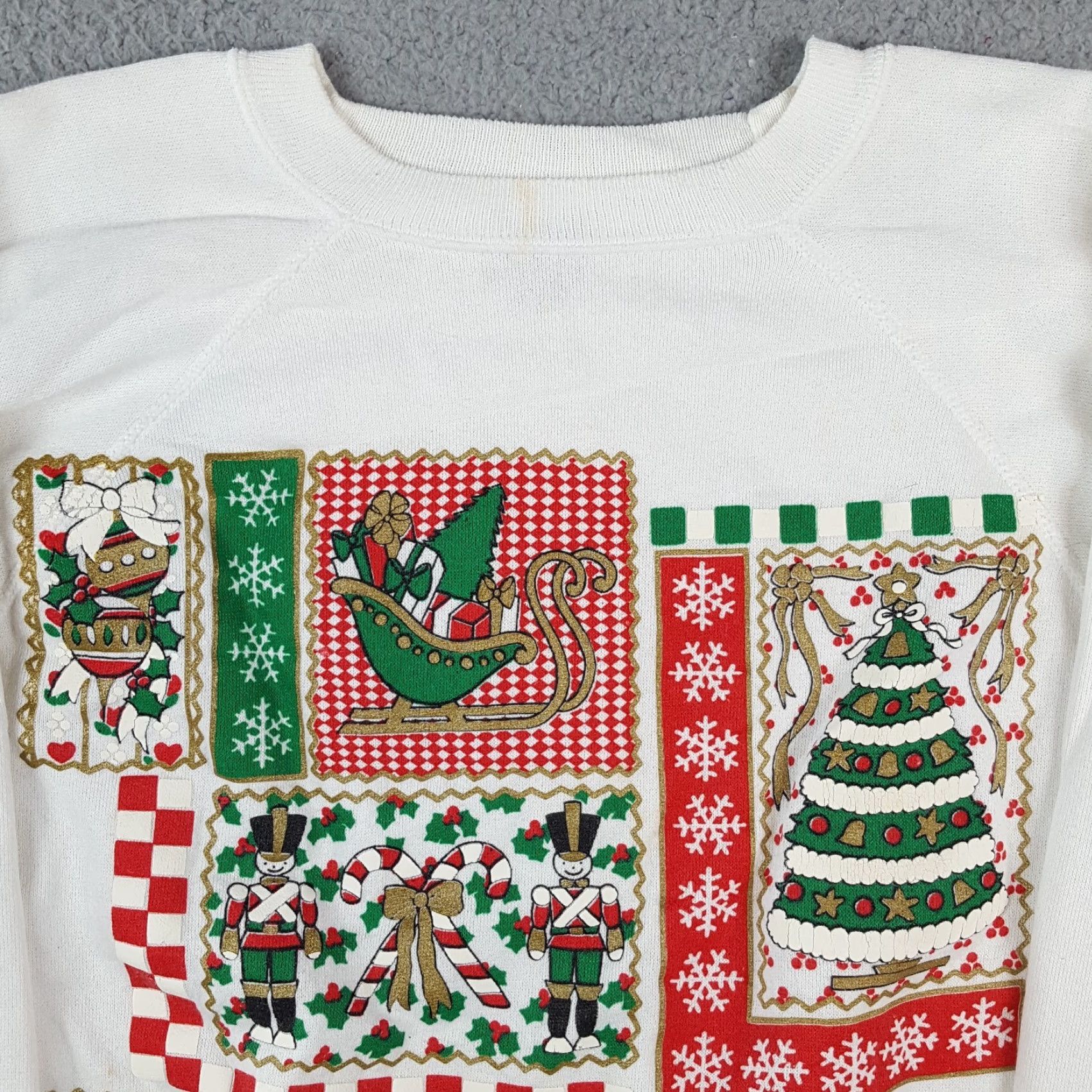 Hanes Vintage Christmas Tree Holiday Santa Size M Crewneck Sweatshirt 80s Pullover Size M / US 6-8 / IT 42-44 - 2 Thumbnail
