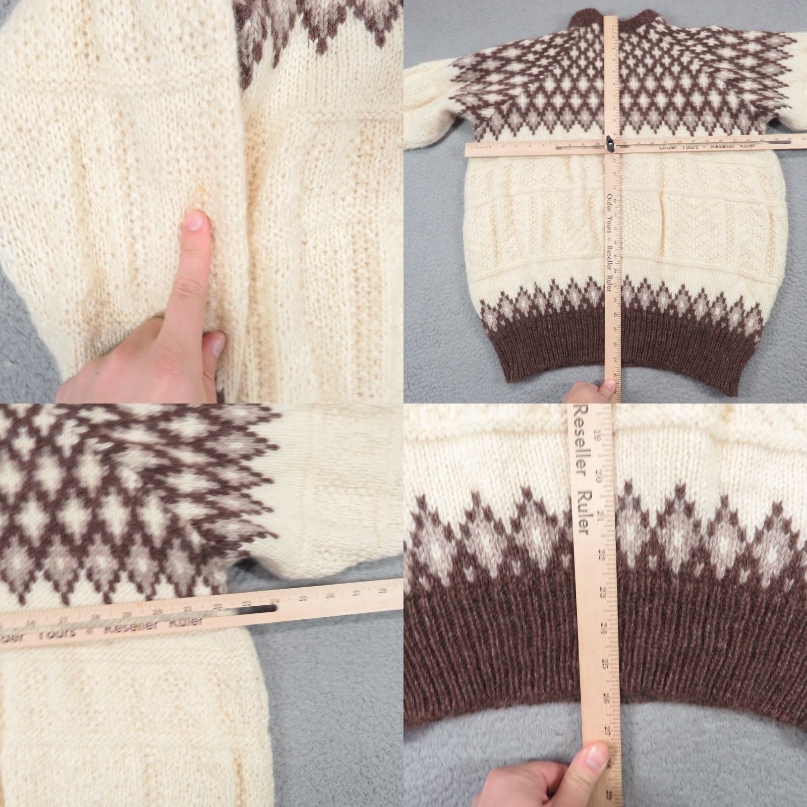 Vintage VINTAGE Blarney Woolen Mills Sweater Mens Large Cream Brown Fishermans Chunky Intarsia Size US L / EU 52-54 / 3 - 9 Thumbnail