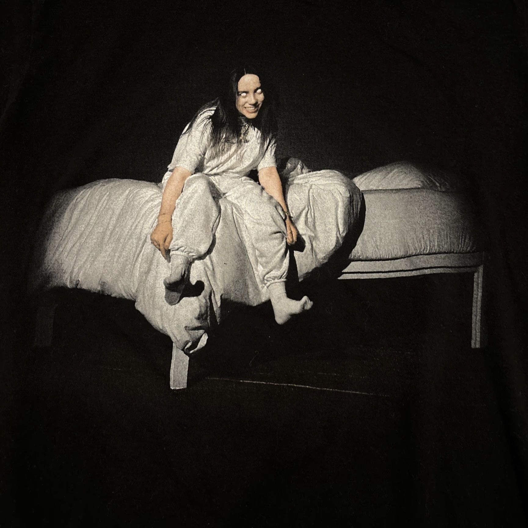 Vintage Billie Eilish Tee Shirt Band Short Sleeve Adult S Black Cotton Crew Neck Unisex Regul ar Fit 2010s - Mens Womens Boys Girls Size US S / EU 44-46 / 1 - 2 Thumbnail