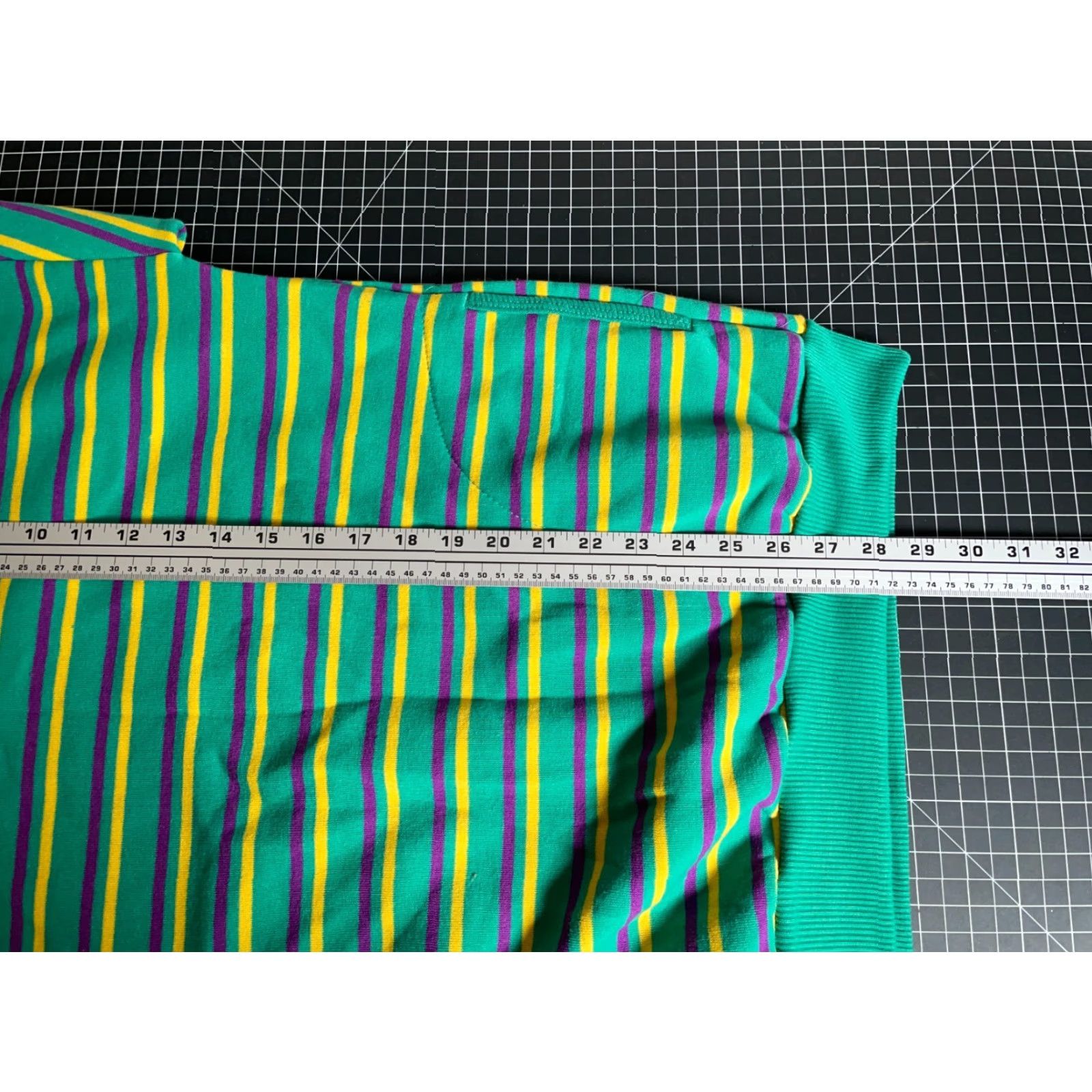 Vintage VINTAGE 90s Striped Pattern Sweatshirt Upper Level Men Green Purple Yellow Crewneck Pockets Large Shirt Pullover Size US L / EU 52-54 / 3 - 6 Thumbnail