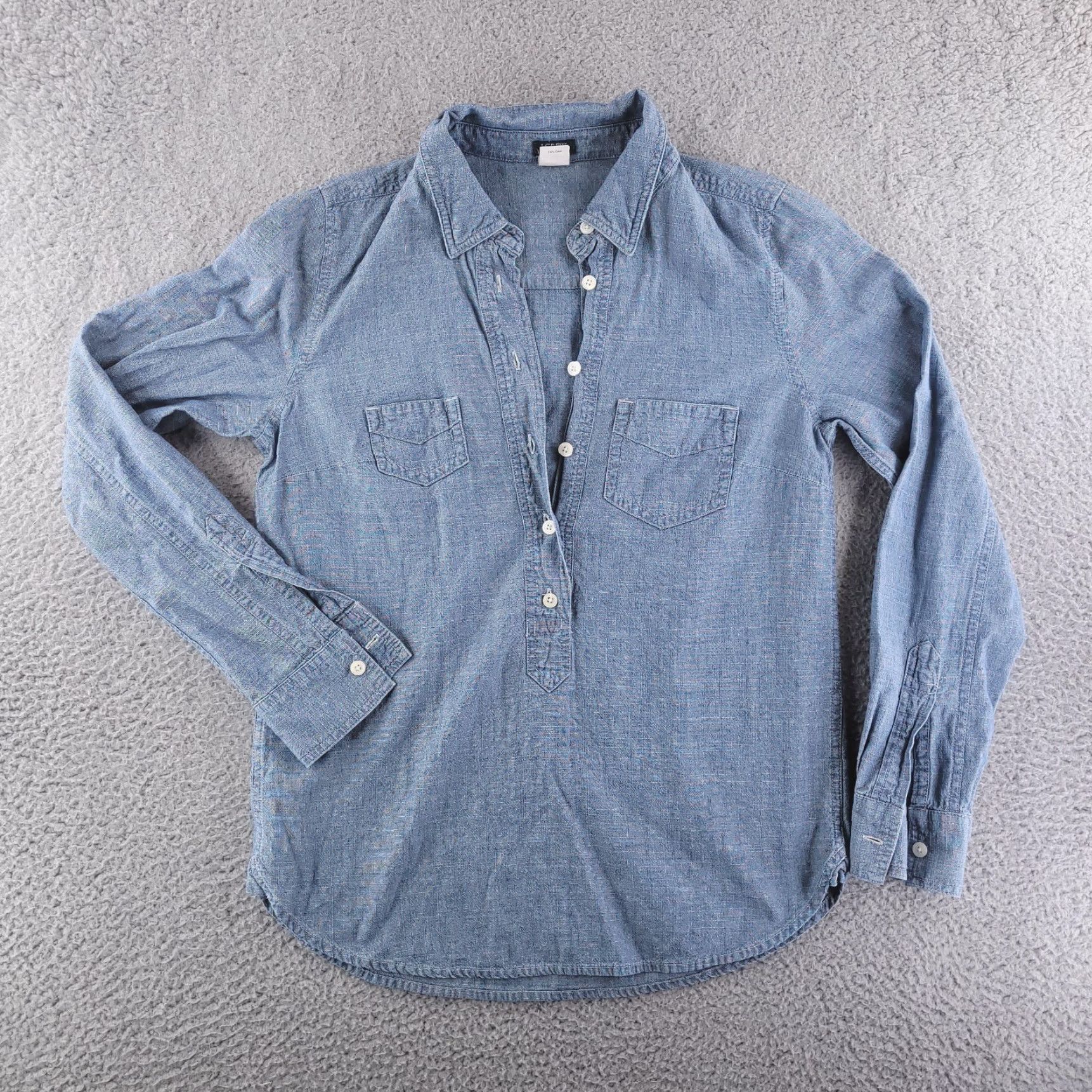 J.Crew J Crew Shirt Womens XS Blue Chambray Popover Button Denim Shirt Size XS / US 0-2 / IT 36-38 - 2 Thumbnail