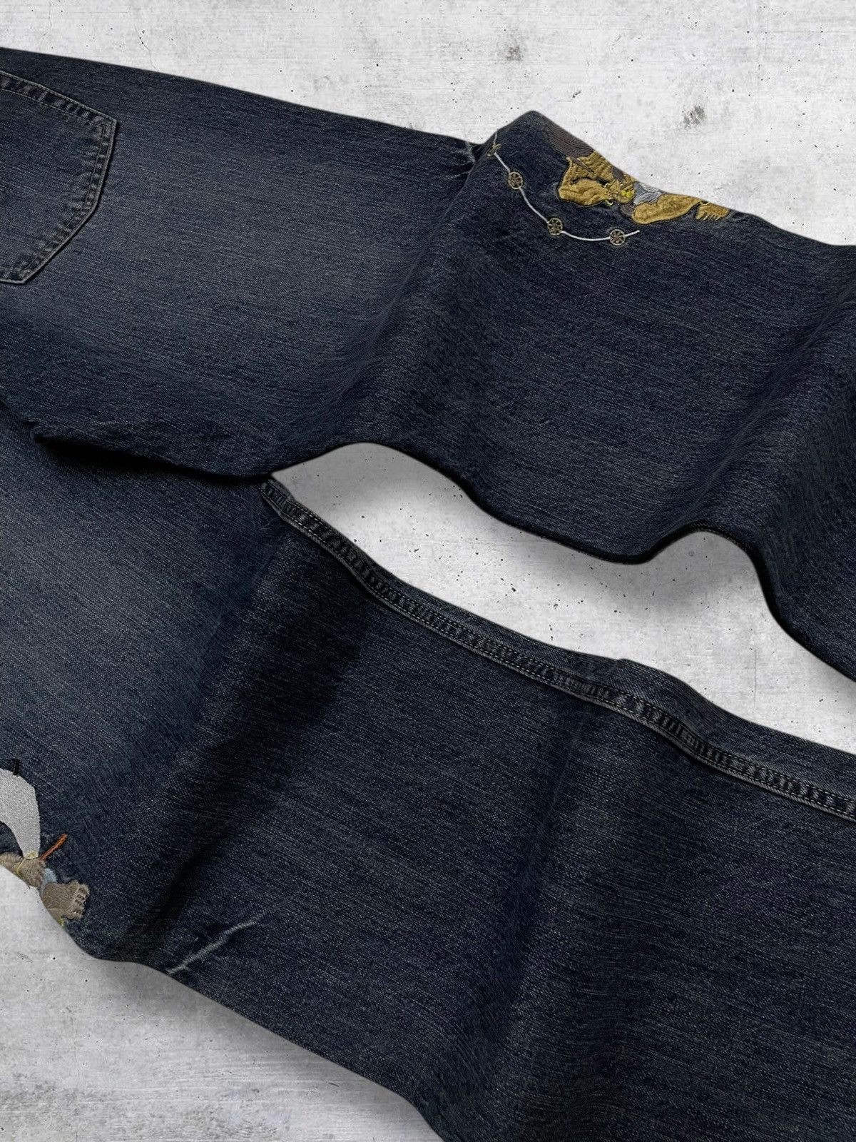 Japanese Brand VINTAGE KARAKURI TAMASHI RARE FIND EMBROIDERY GODFIGHT DENIM Size US 28 / EU 44 - 15 Thumbnail