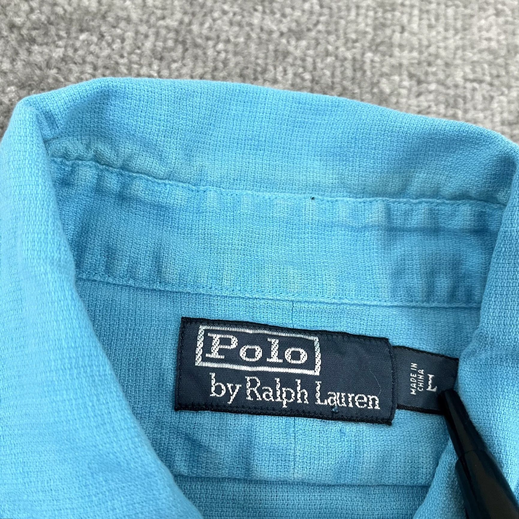 Polo Ralph Lauren Polo Ralph Lauren Shirt Mens L Blue Linen Cotton Blend Button-Up Pockets Size US L / EU 52-54 / 3 - 2 Thumbnail