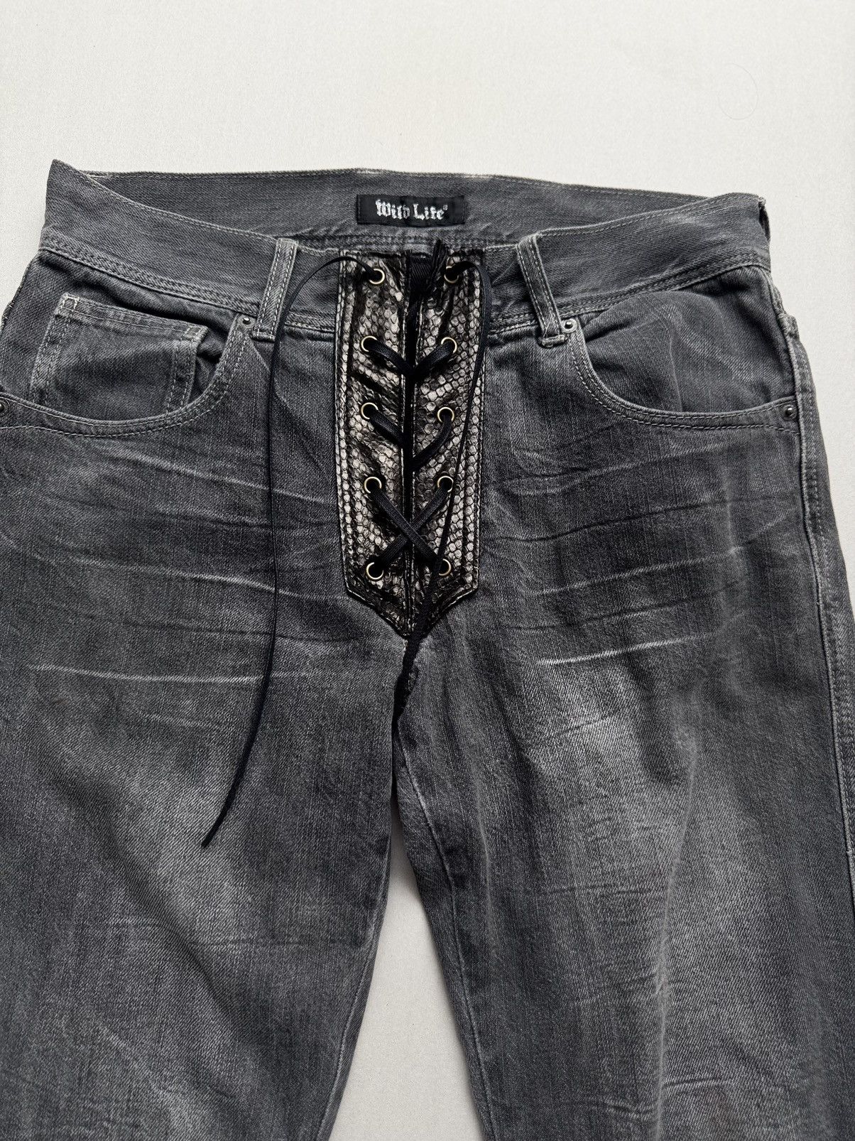 Japanese Brand Wildlife lace-up flare jeans Size US 29 - 2 Thumbnail