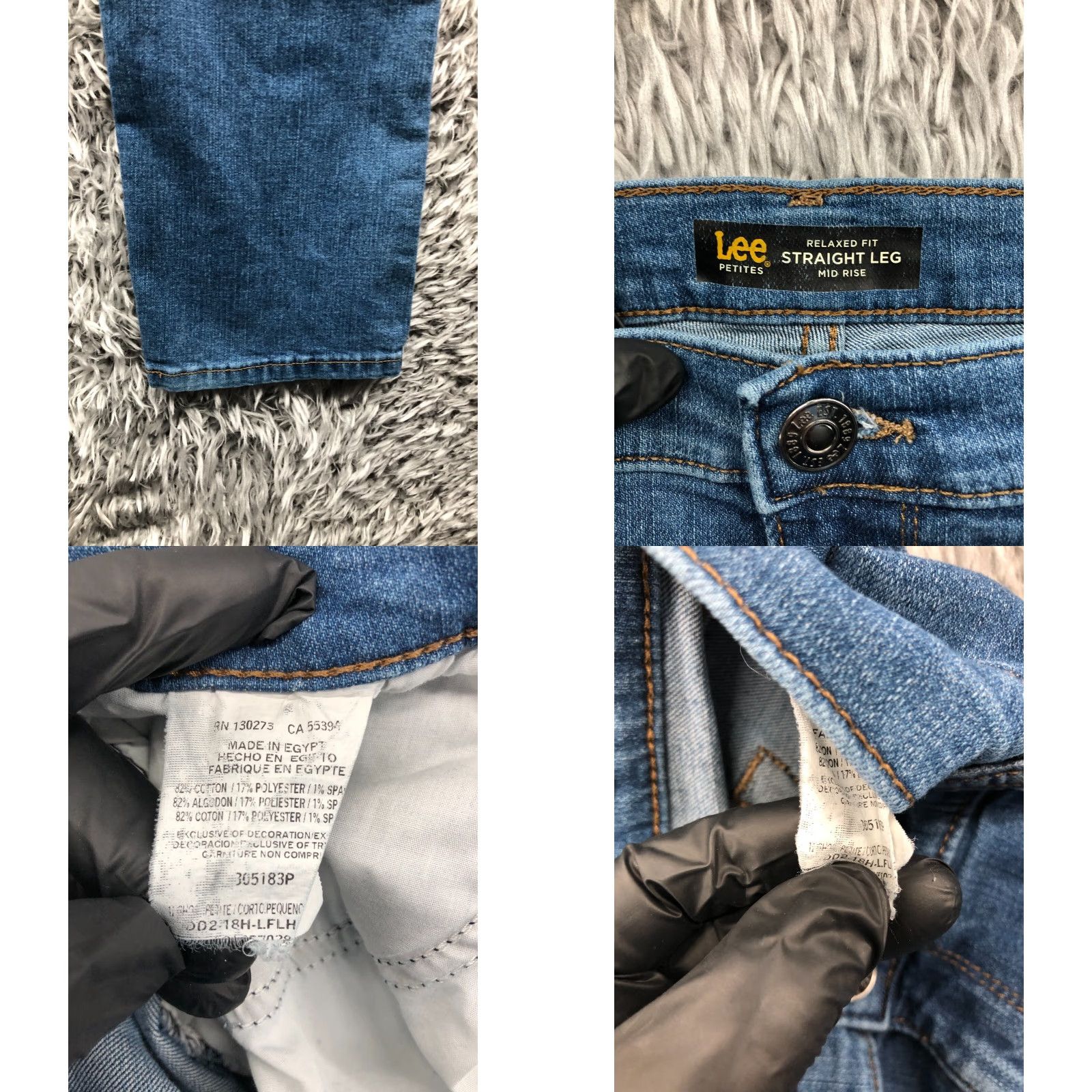 Lee Lee Relaxed Fit Straight Jeans Petite 12P Blue Denim Womens Jeans Size 34" / US 12 / IT 48 - 8 Thumbnail